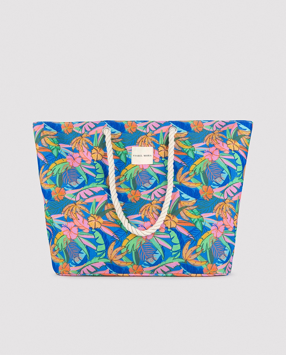 Imagem 0 de Mala de Praia em Tecido com Estampado Tropical