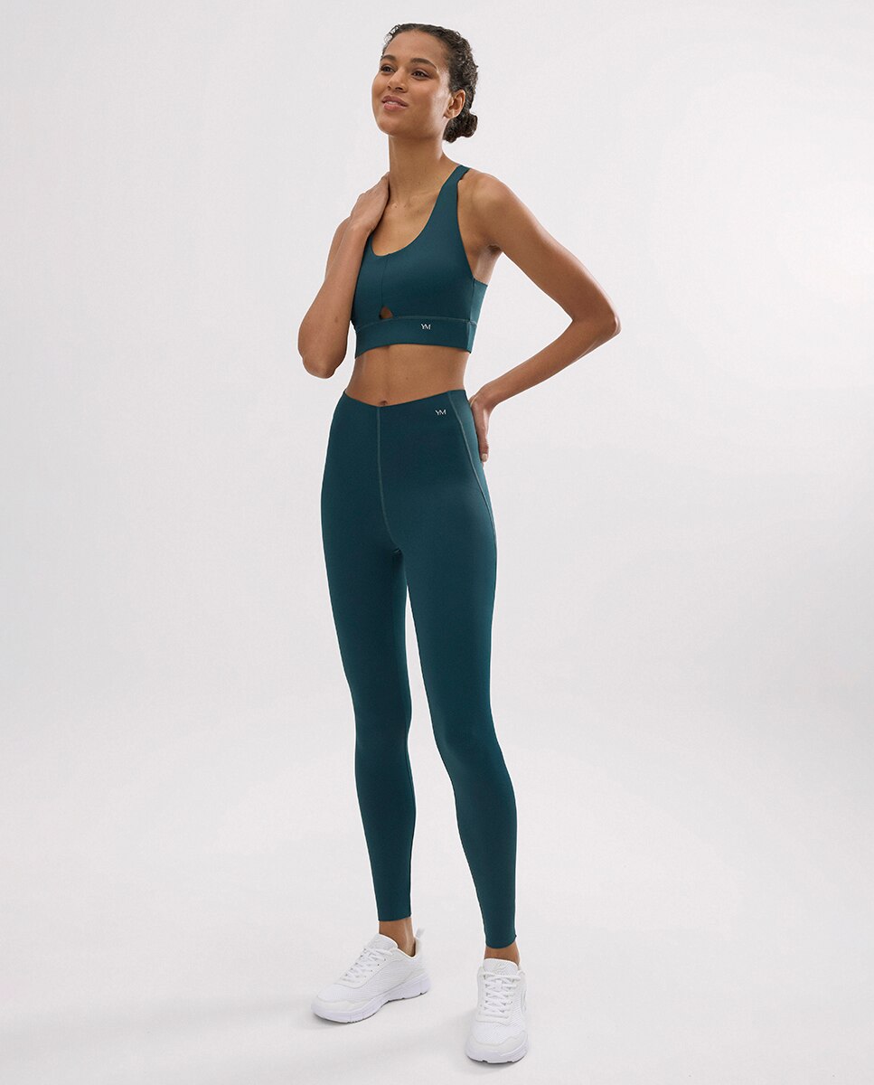 Leggings Desportivos Compressive Compridos Ventre Plano Verde / azul marinho-3