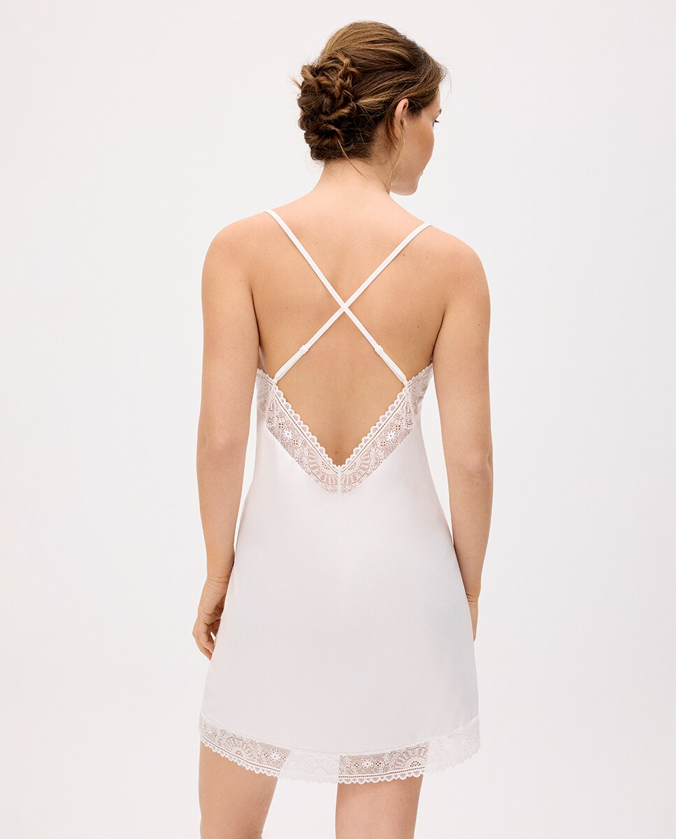 Robe de Alças e Cetim para Noiva Cru-2