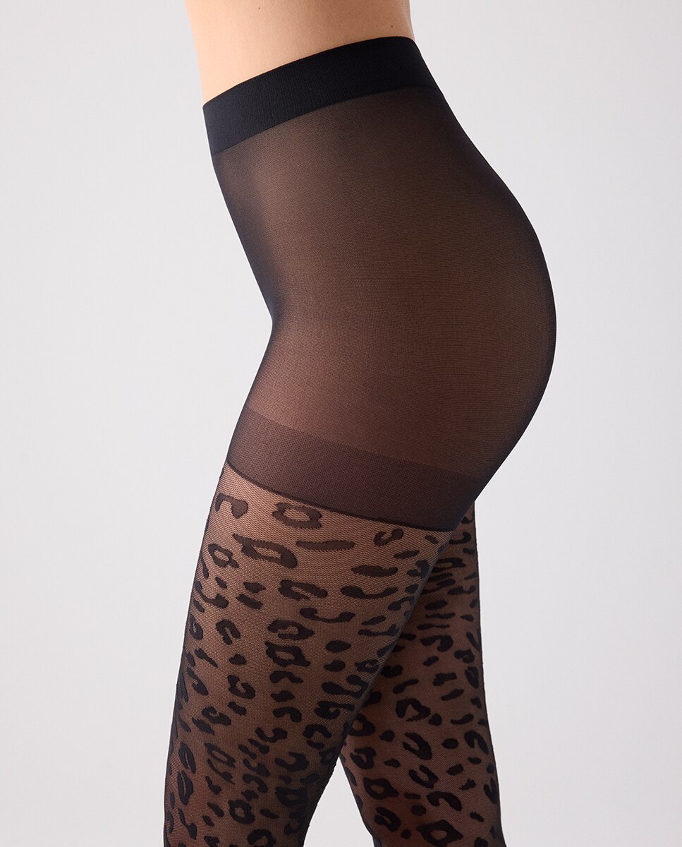 Collants 20 Denier Animal Print Preto-2