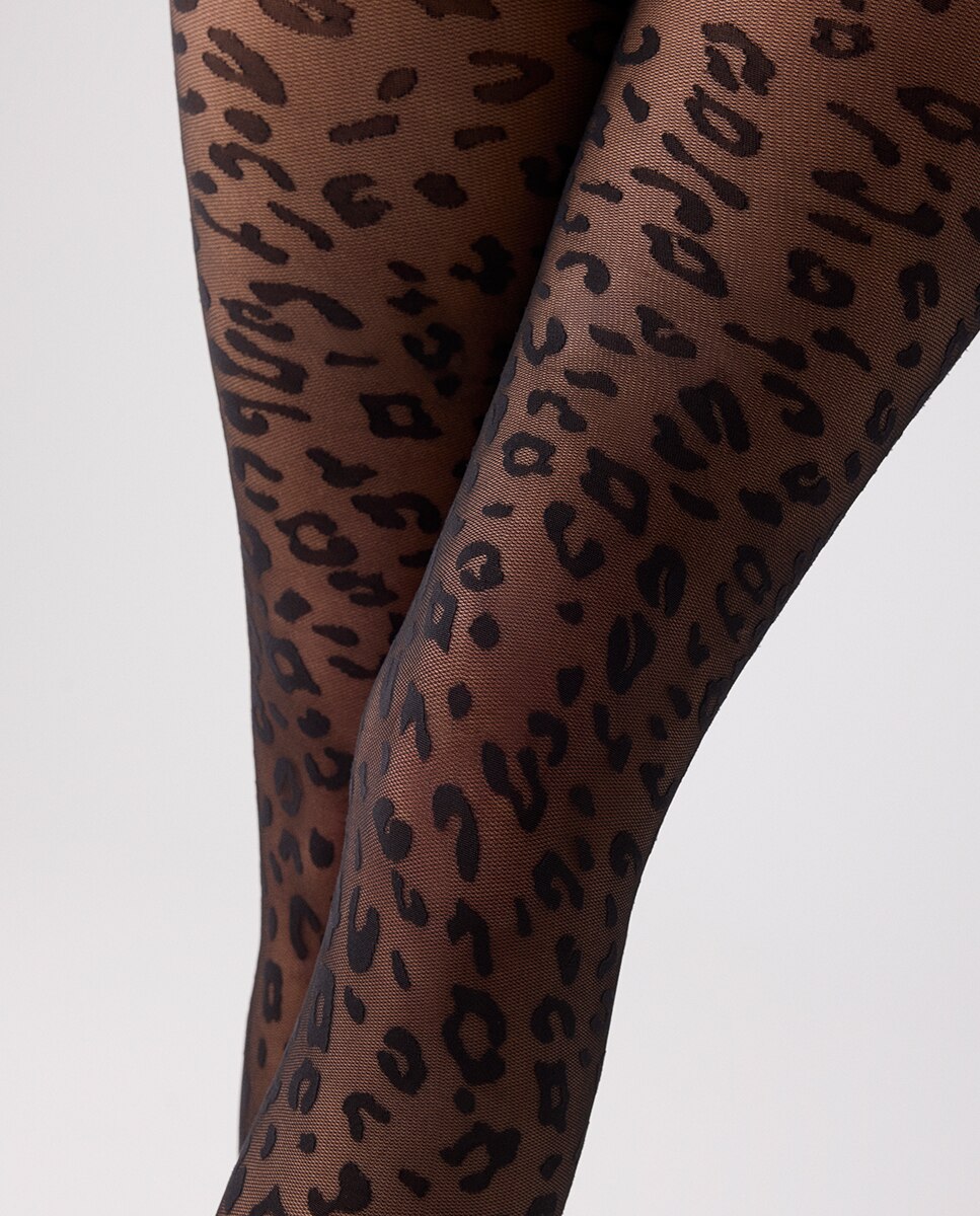 Collants 20 Denier Animal Print Preto-3