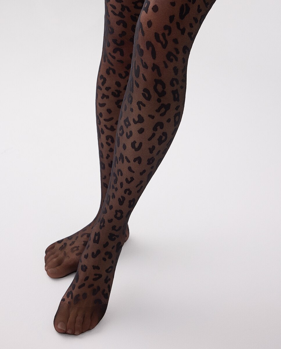 Collants 20 Denier Animal Print Preto-4