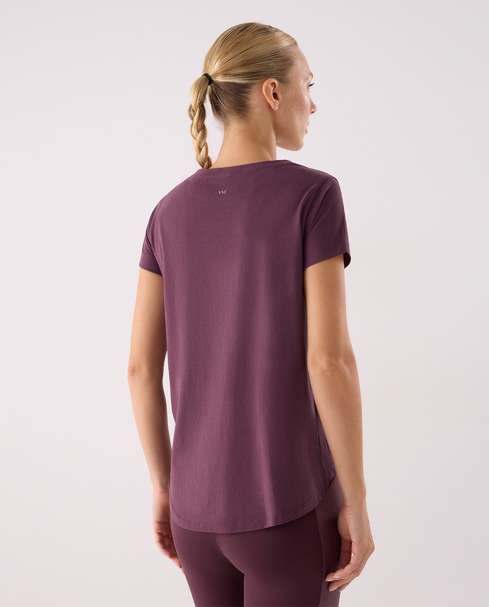 T-shirt Desportiva Algodão Básica Estilo Desportivo Roxo-2