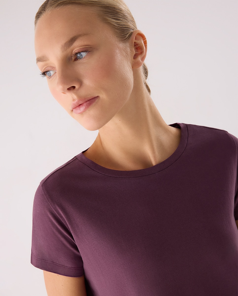 T-shirt Desportiva Algodão Básica Estilo Desportivo Roxo-3