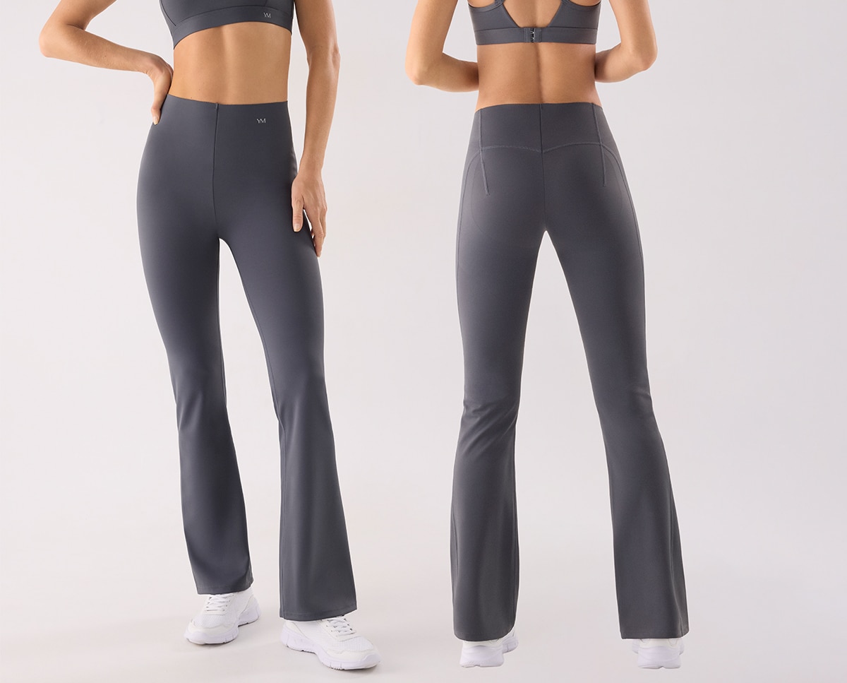 Leggings Desportivos Compridos À Boca de Sino Compressive Azul-acinzentado-2