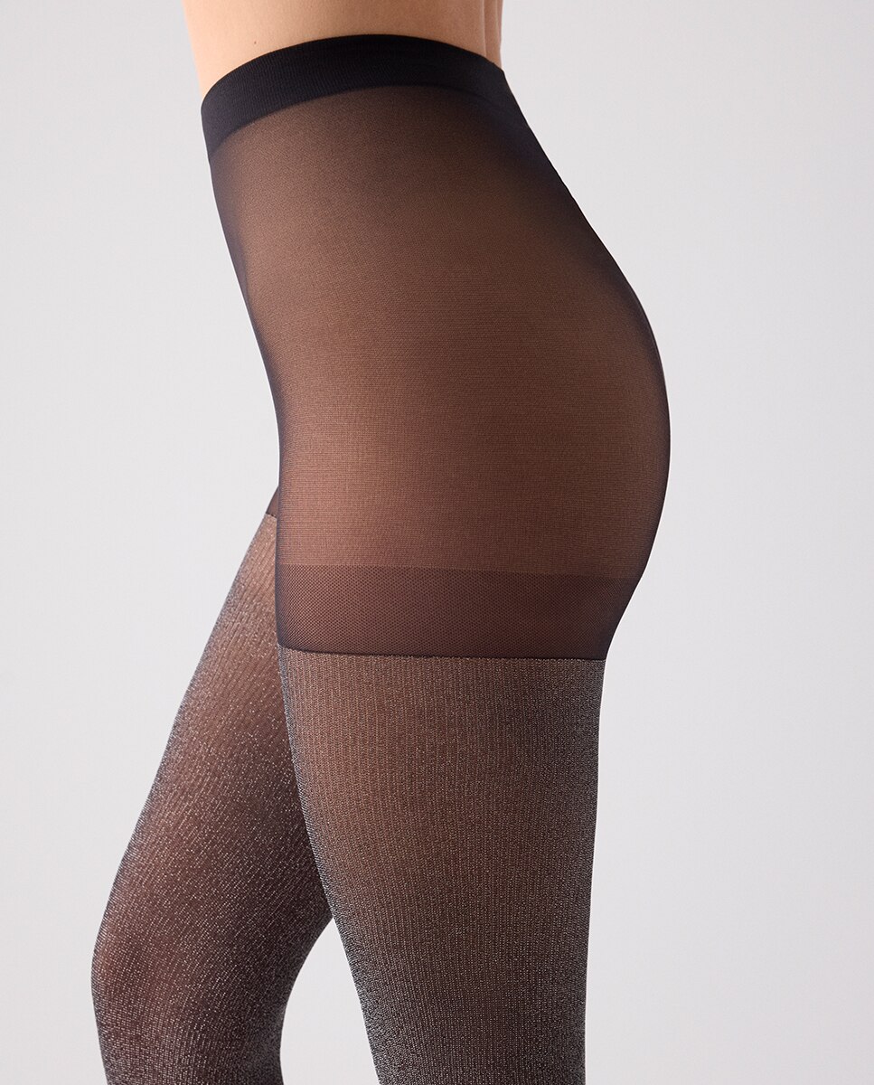 Collants 20 Denier Brilhante Tipo Glitter Preto-2