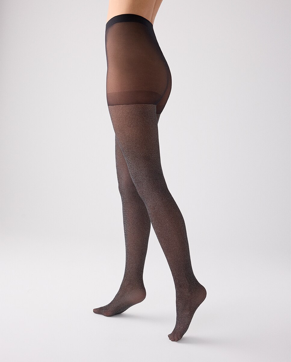Collants 20 Denier Brilhante Tipo Glitter Preto-5