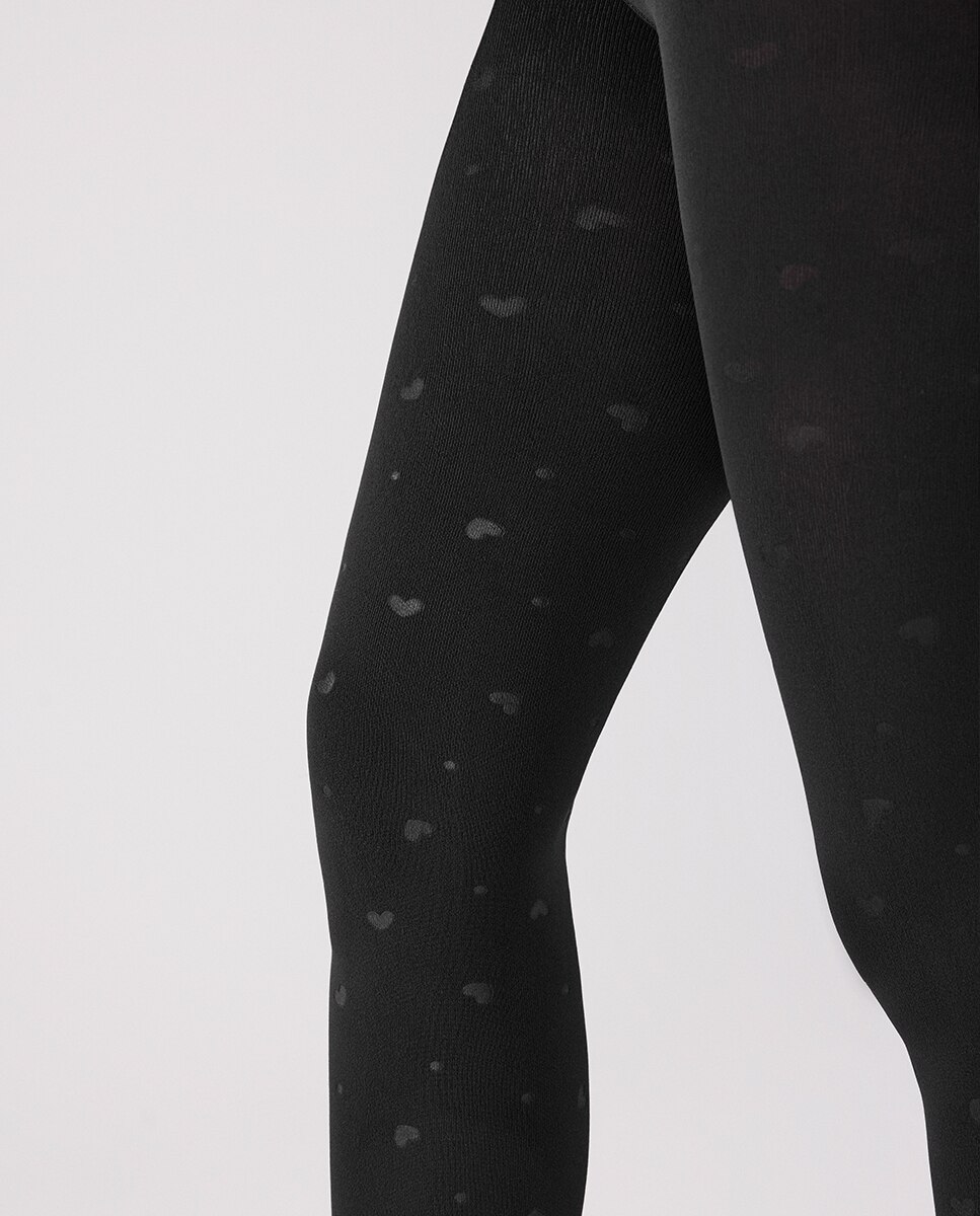 Collants Térmicos 140 Denier Corações Preto-2