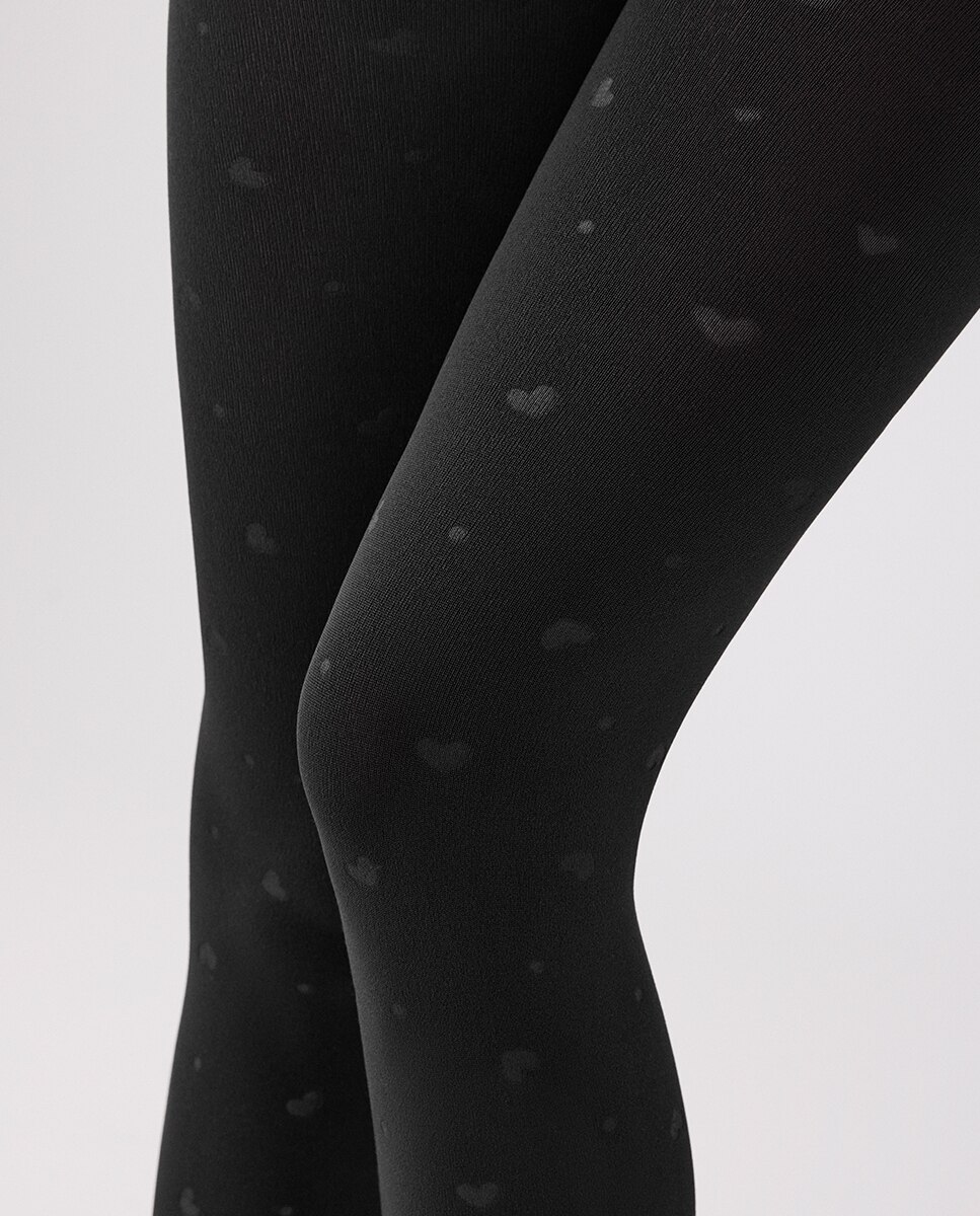 Collants Térmicos 140 Denier Corações Preto-4