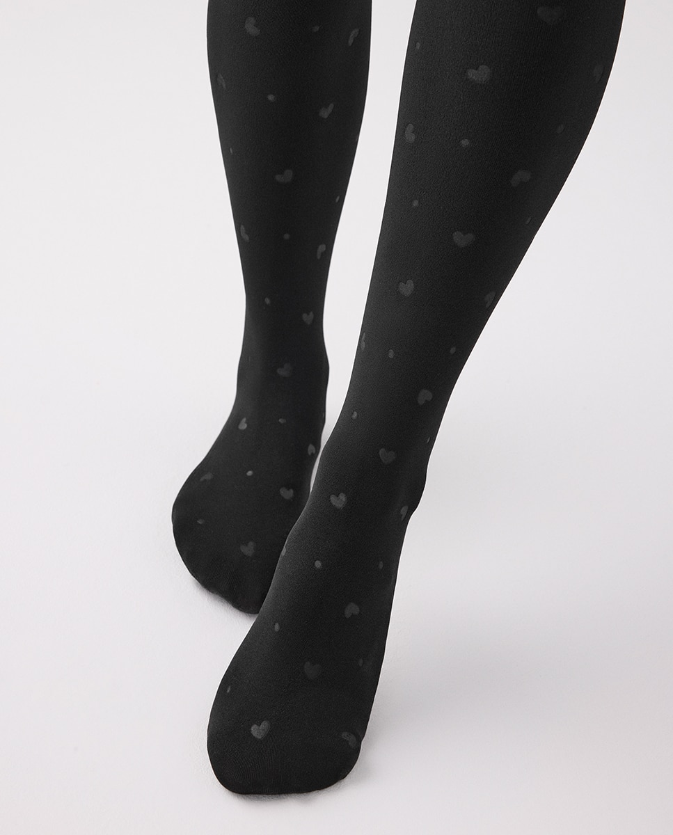 Collants Térmicos 140 Denier Corações Preto-5