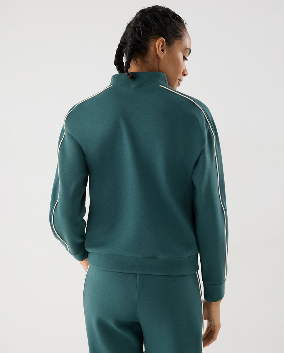 Sweatshirt Desportiva Gola Perkins com Linhas em Contraste Verde-claro-2