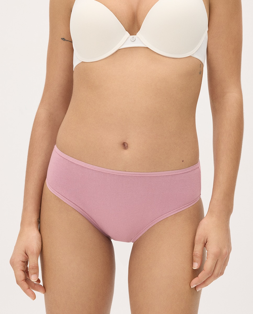 Pack 4 Cuecas Midi Básicas Algodão Rosa-claro-1