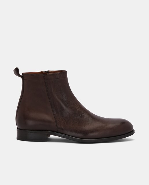 Imagem 0 de Botins Lutton de Pele com Fecho de Fecho Moka