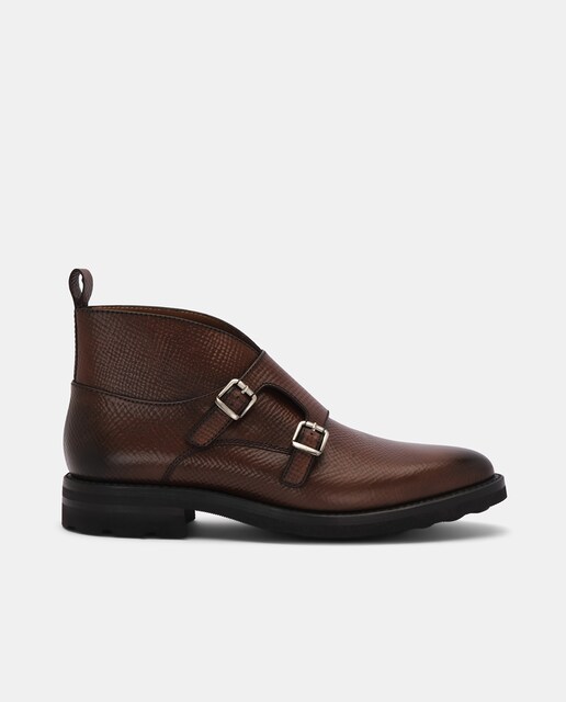 Imagem 0 de Botins Premium de Pele com Fivelas Castanhos