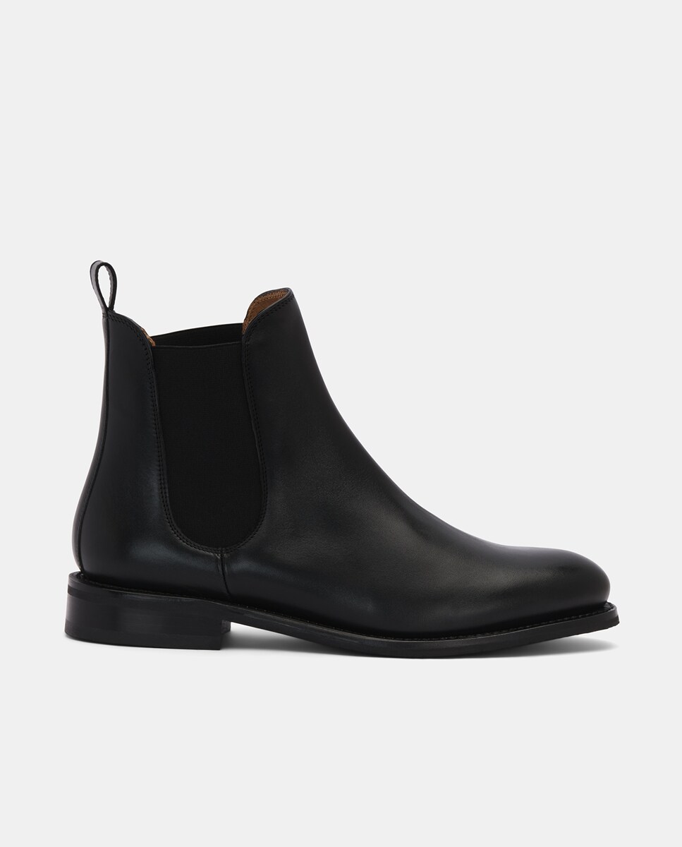 Botins Elásticos Cambridge de Pele Vacuno Preto-1