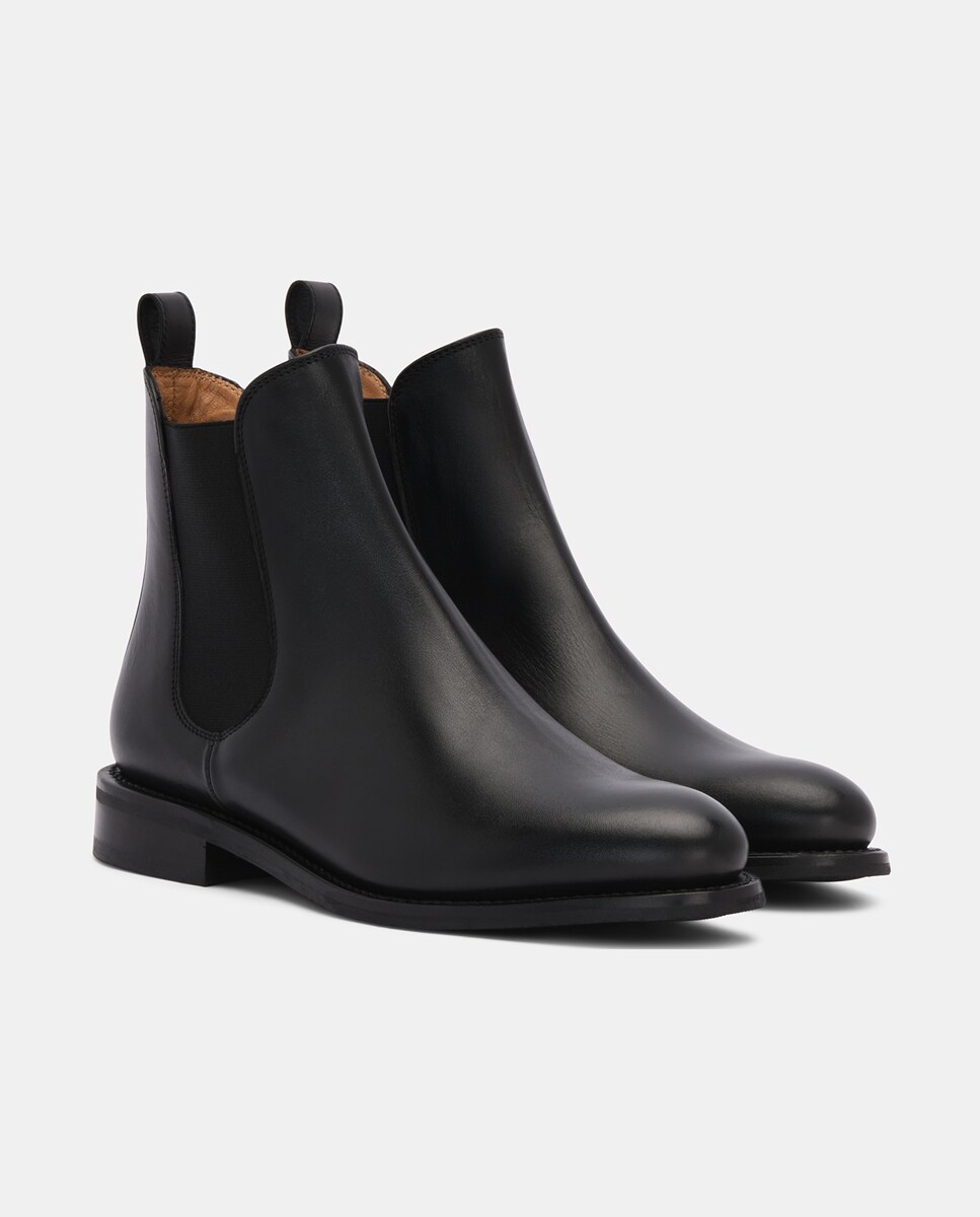 Botins Elásticos Cambridge de Pele Vacuno Preto-2