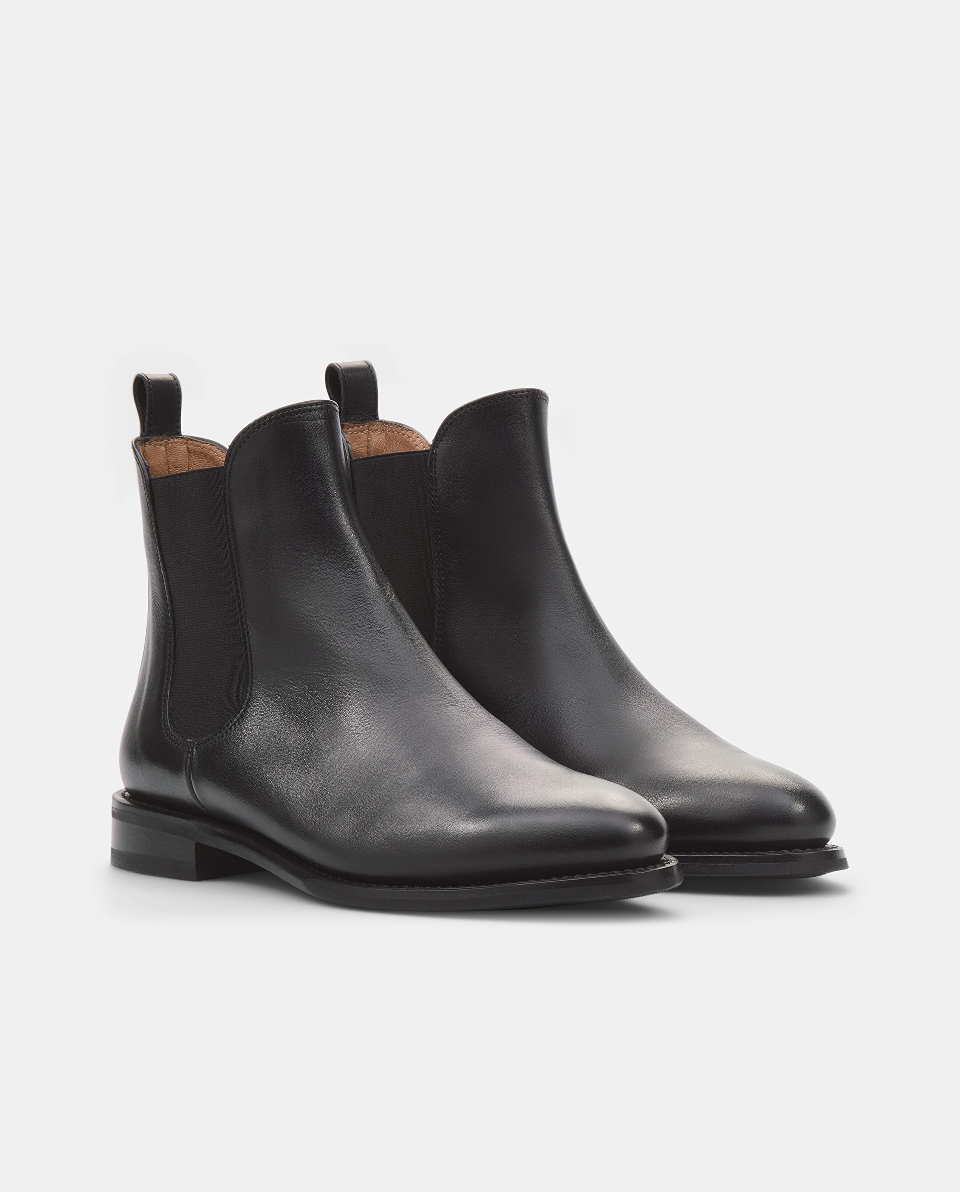 Botins Elásticos Cambridge de Pele de Bovino Preto-2