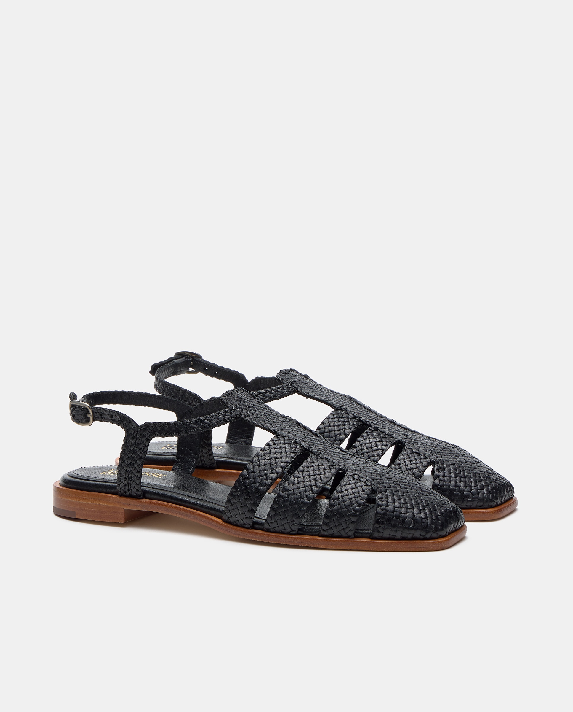 Sandálias Rasas Summer de Pele de Cabra Preto-2