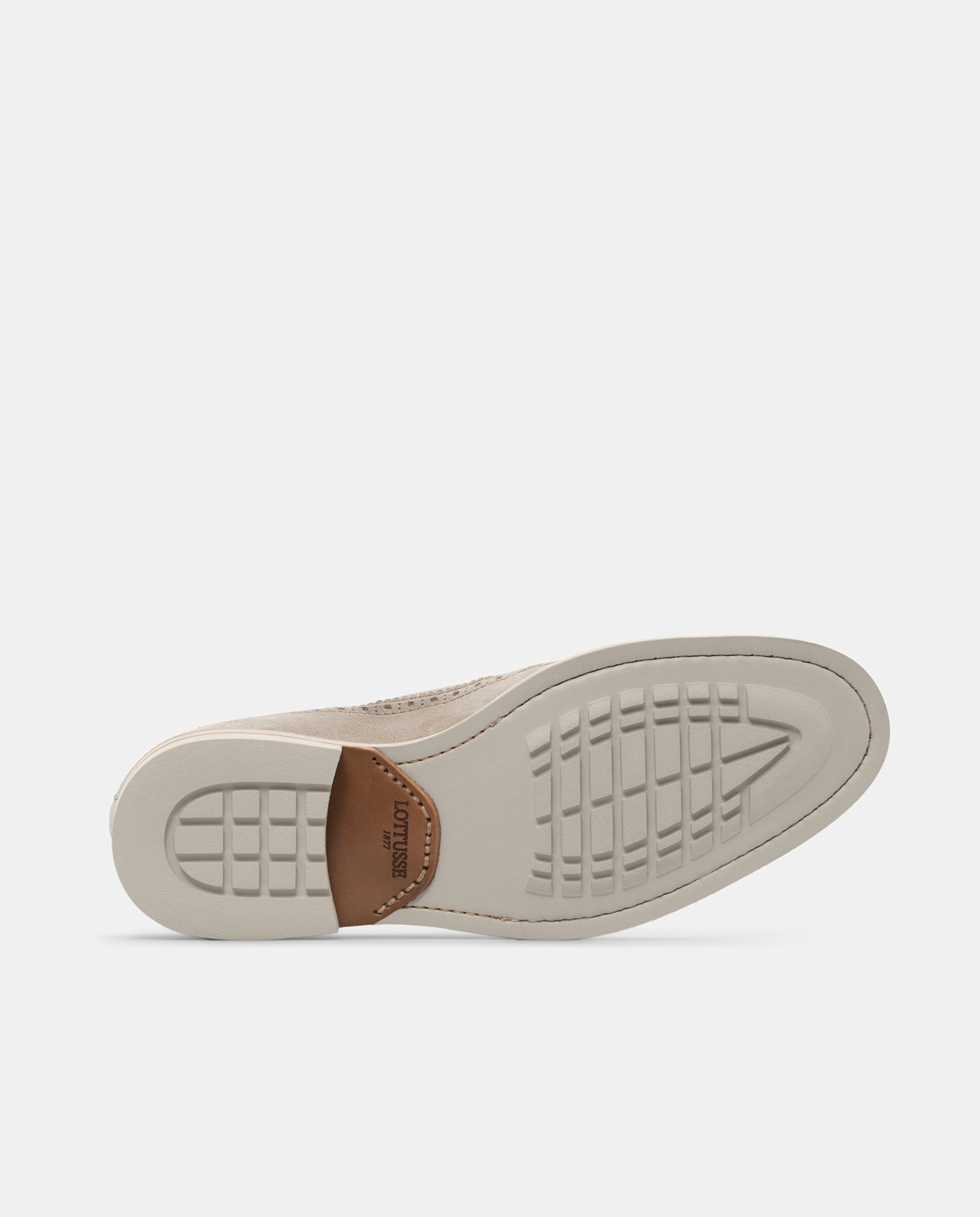 Sapatos de Cordões Derby Brogue Cavour de Pele Bege-5
