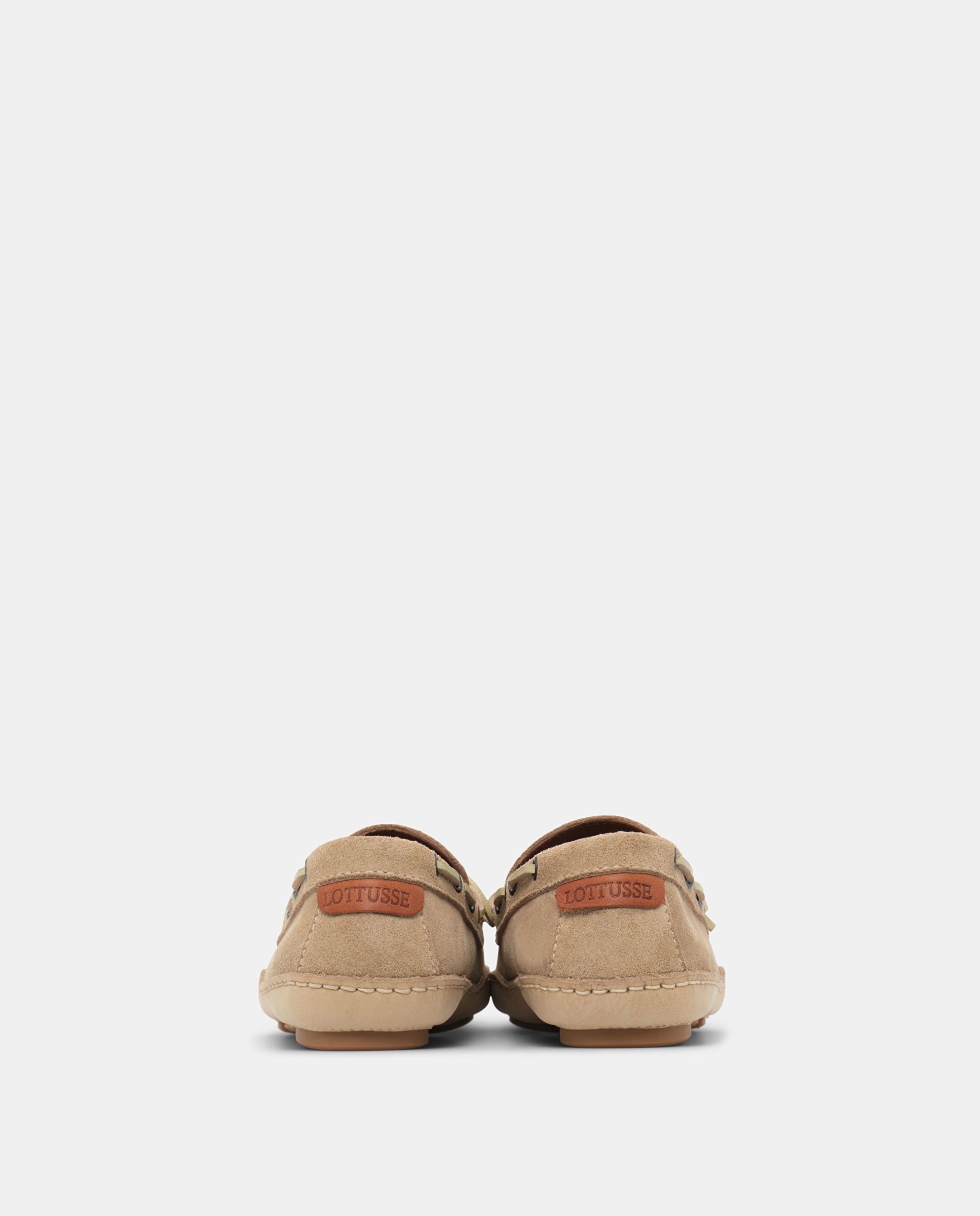 Náuticos Sporting de Pele de Bovino em Taupe Taupe-3