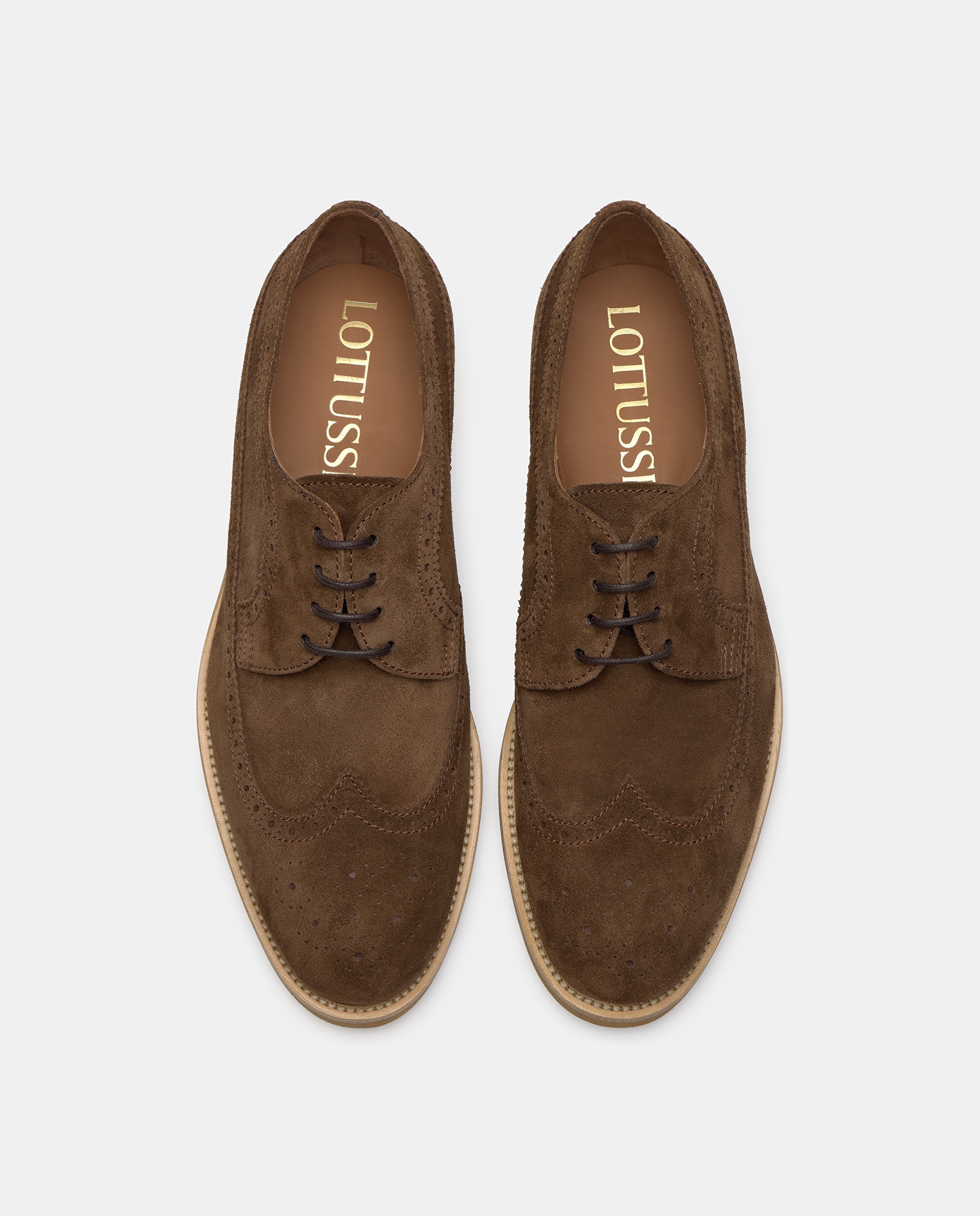 Sapatos de Cordões Cavour de Camurça Castanho-6
