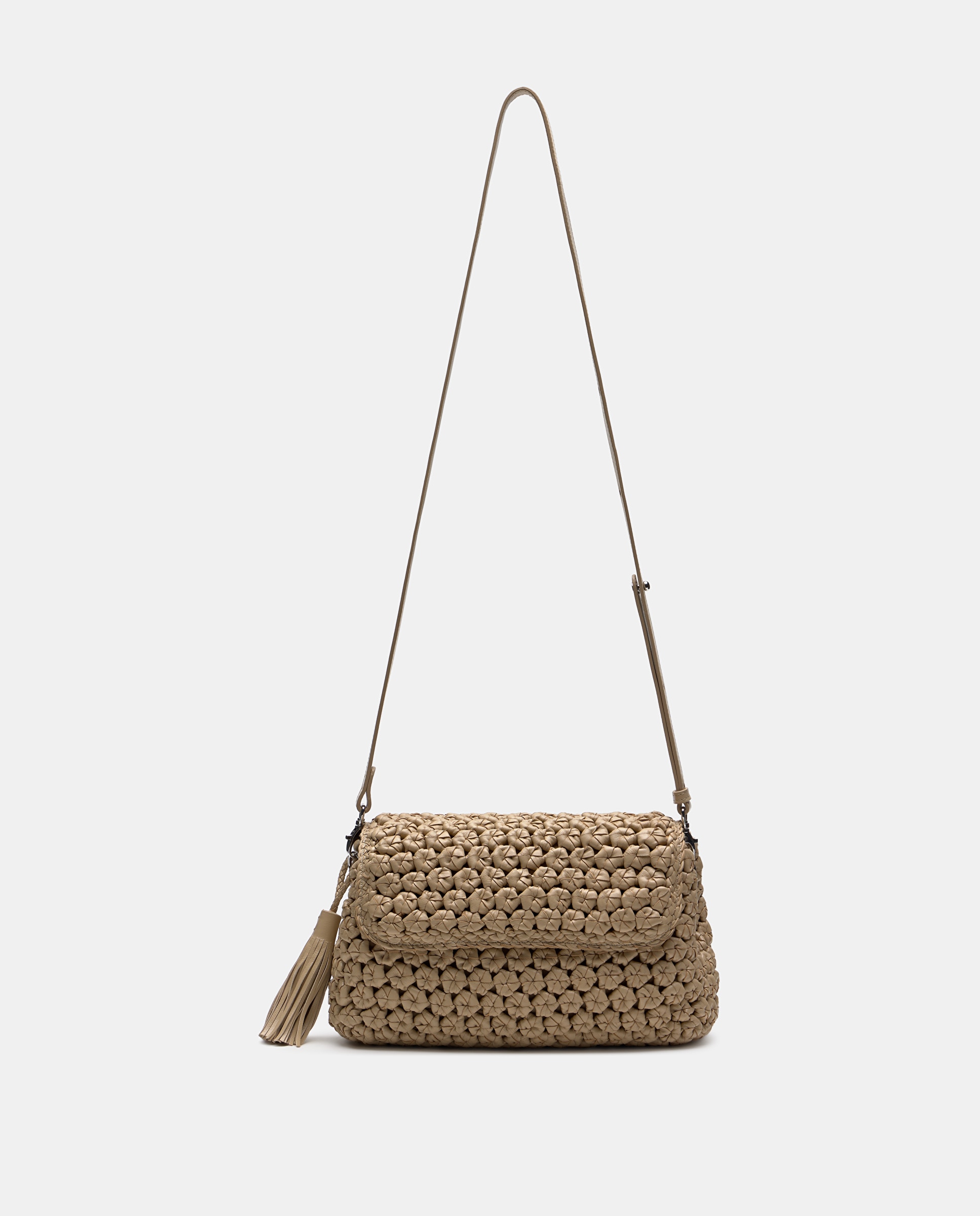 Imagem 0 de Mala de Mão Bigknot Noodbag de Pele de Cordeiro em Bege