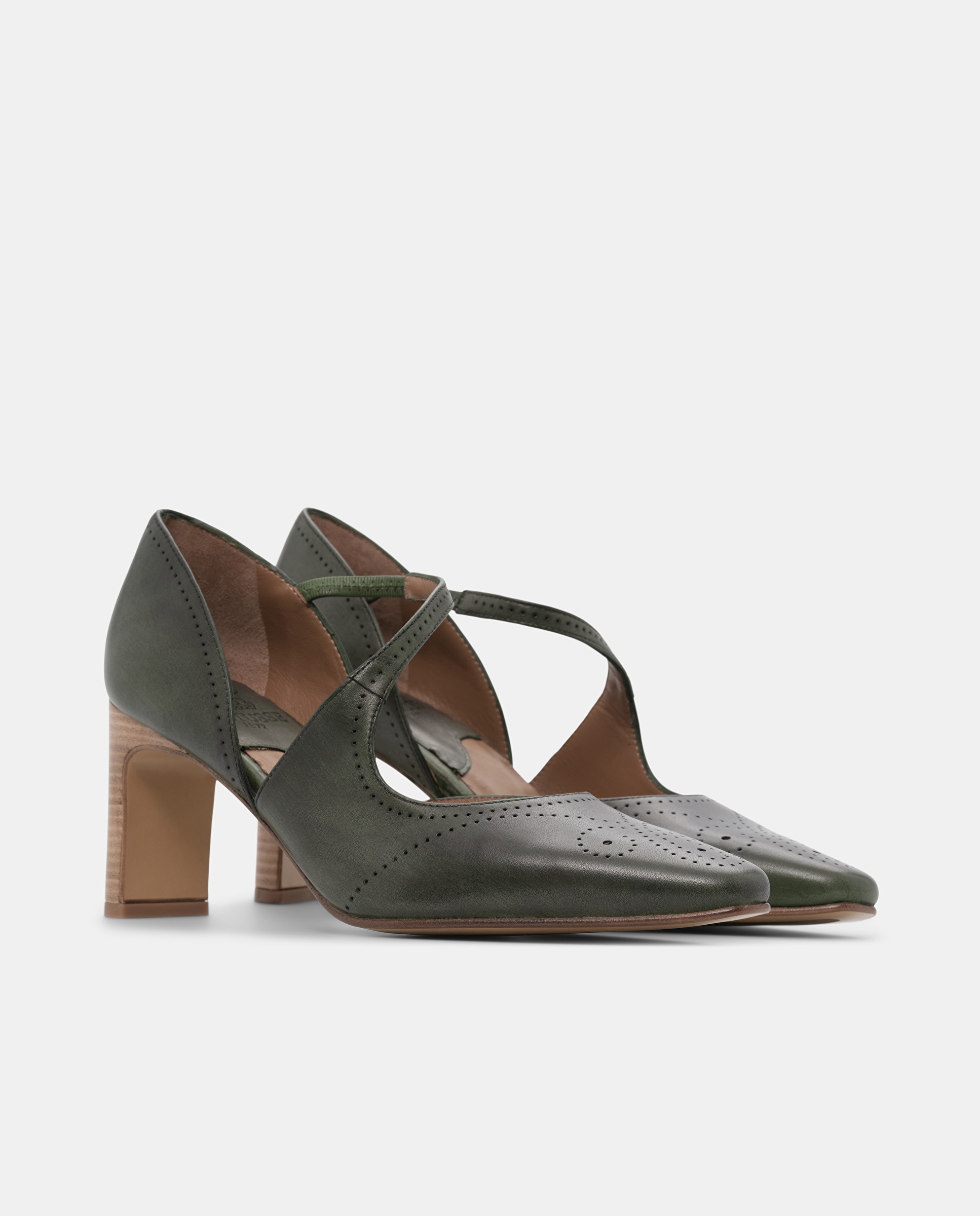 Sapatos de Salto Smithson em Pele de Bovino Verde-2