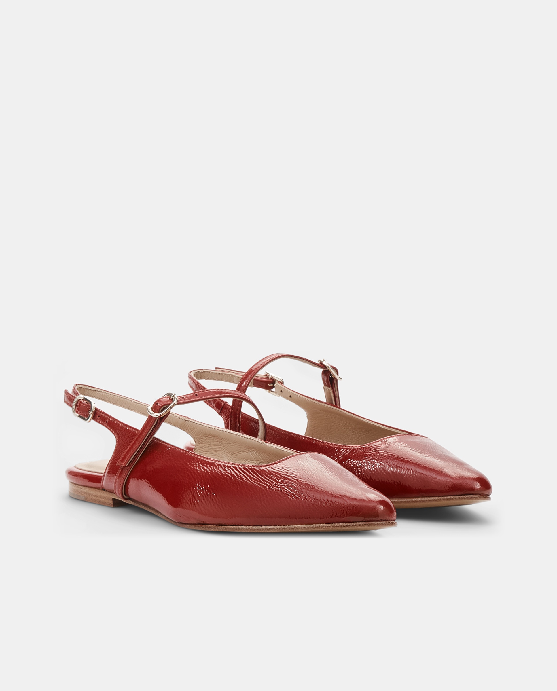 Sapatos Abertos Bel de Pele Vermelho-2