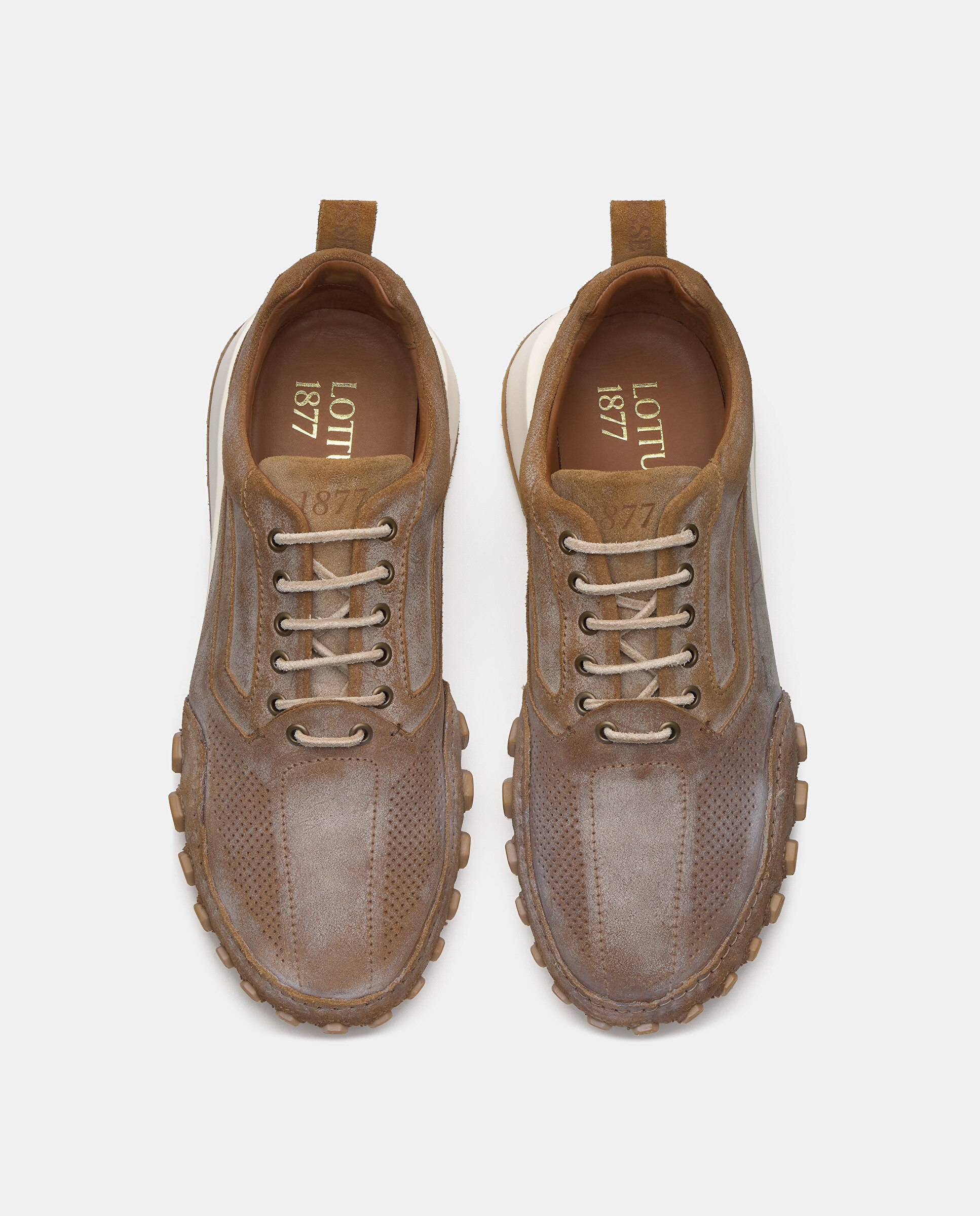 Sapatilhas Retro Nauta de Pele de Bovino Bege-6