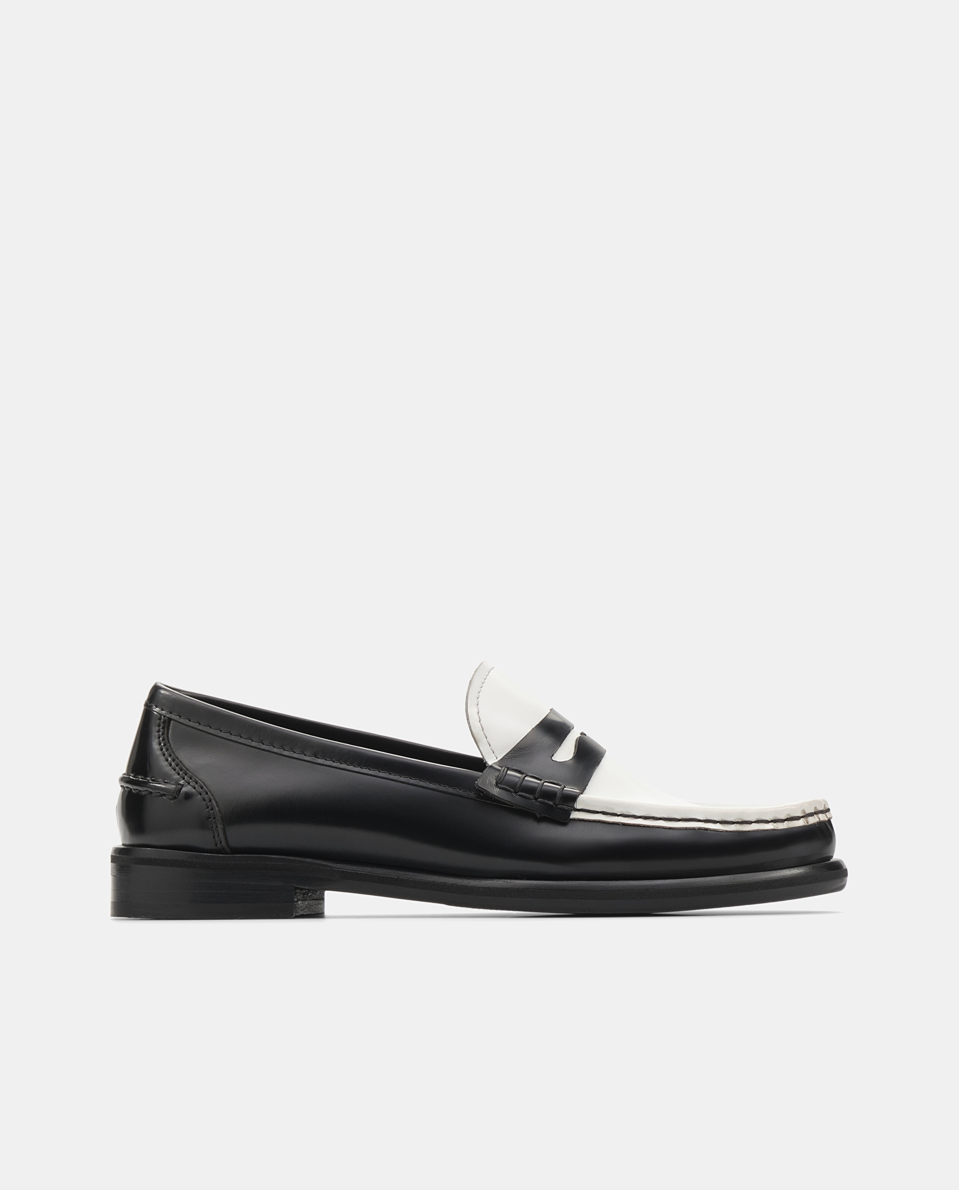 Mocassins Lara de Pele Multicolor Preto / Branco-1