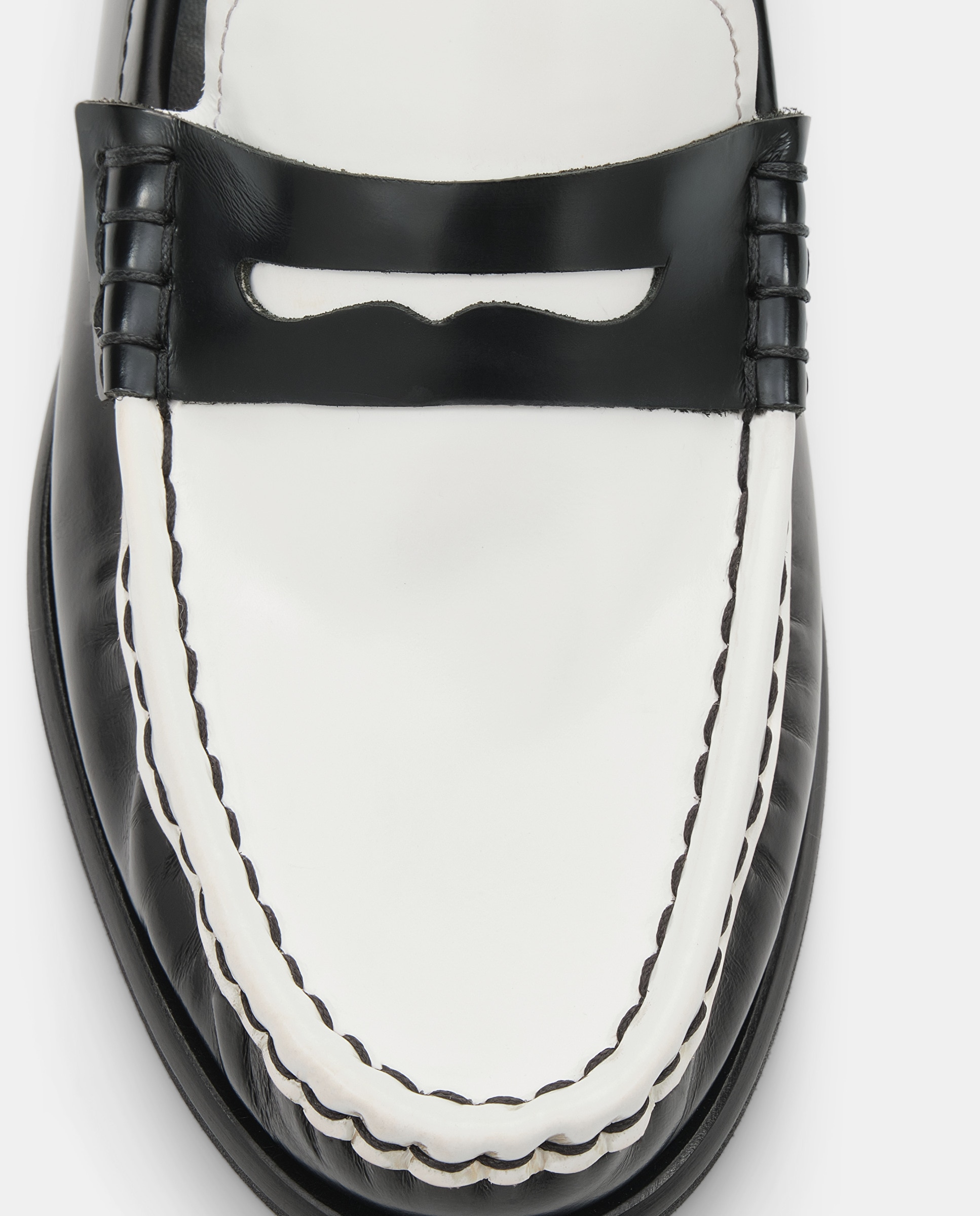 Mocassins Lara de Pele Multicolor Preto / Branco-4