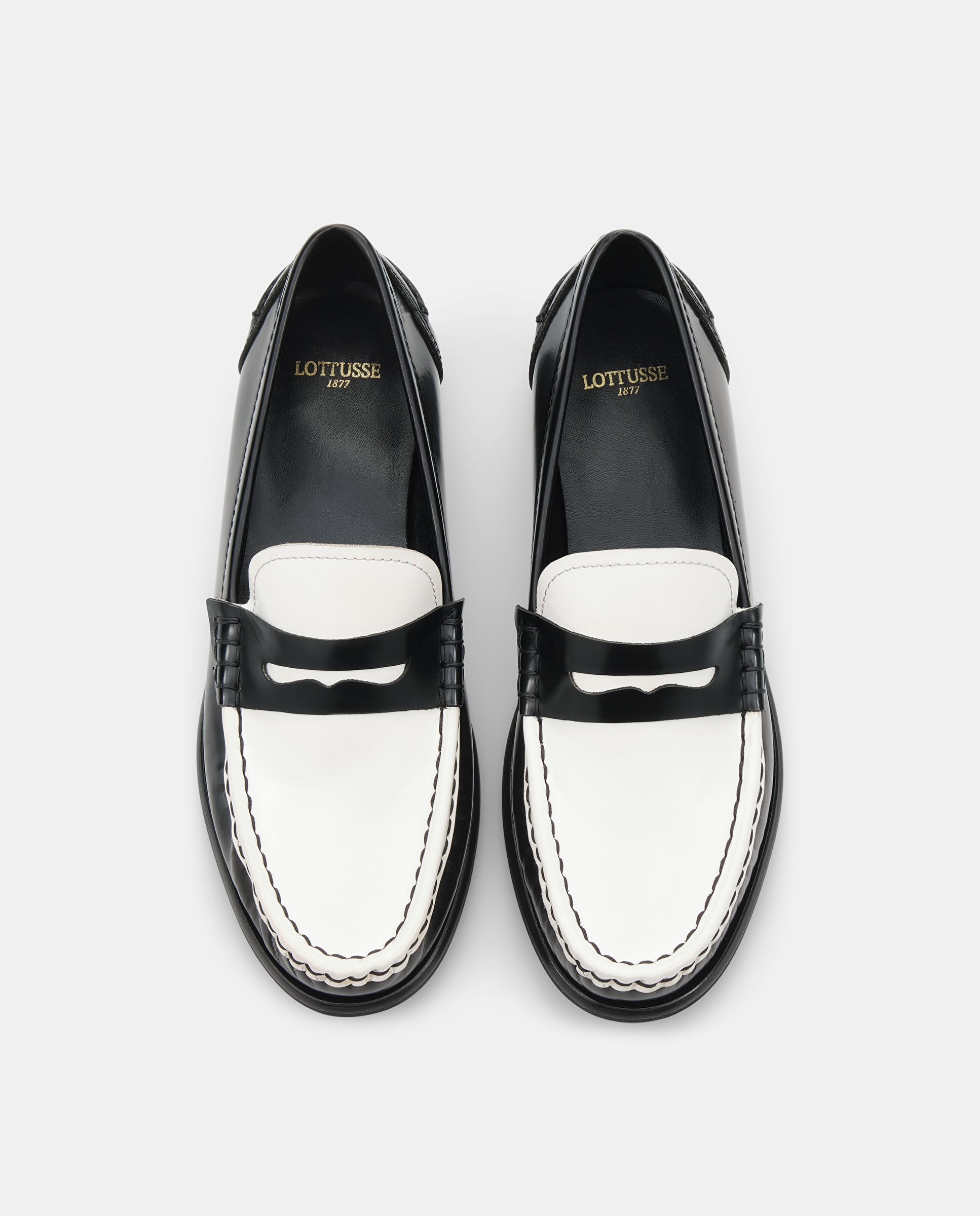 Mocassins Lara de Pele Multicolor Preto / Branco-6