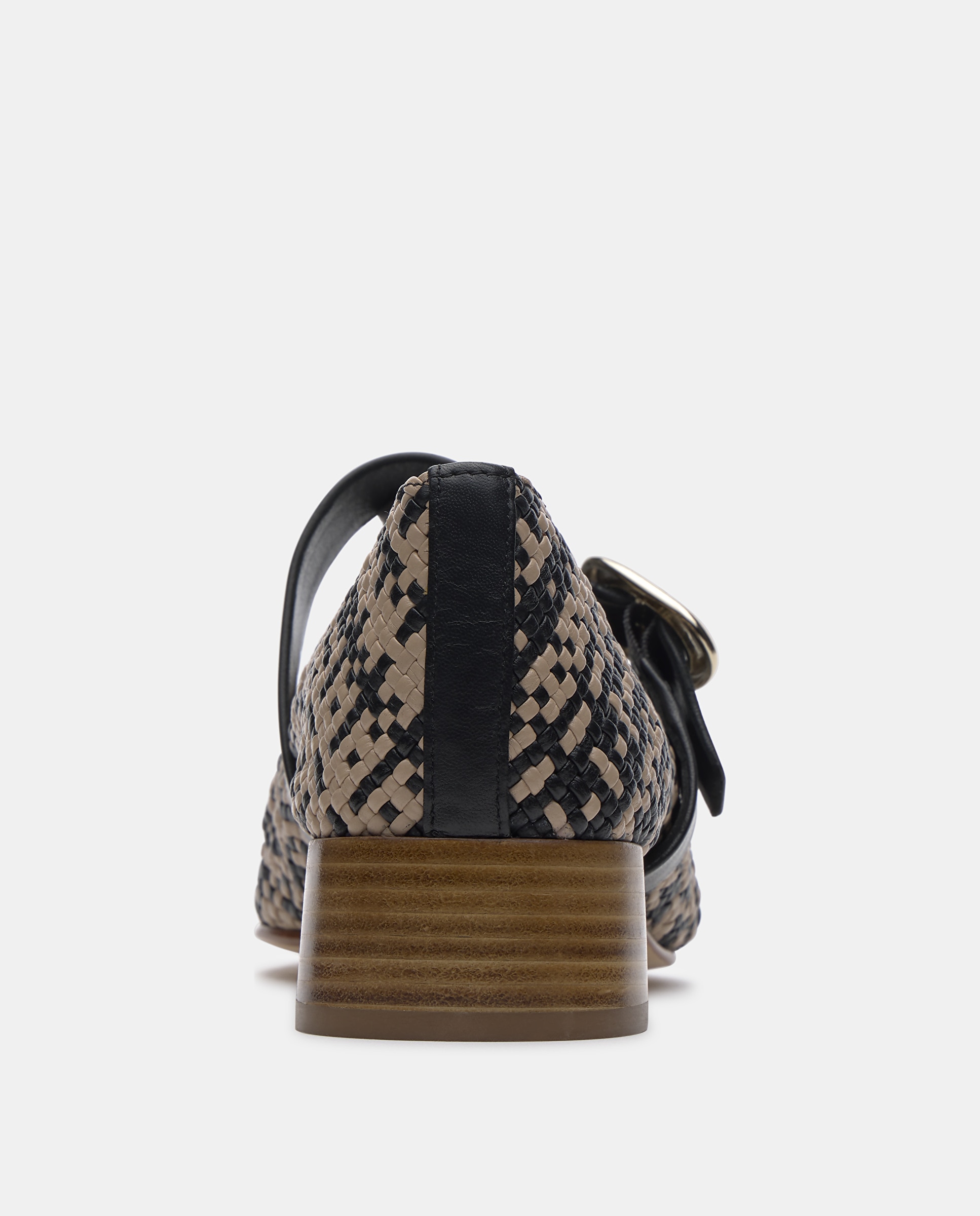 Sapatos Mercedes de Pele de Cordeiro Preto / Branco-3