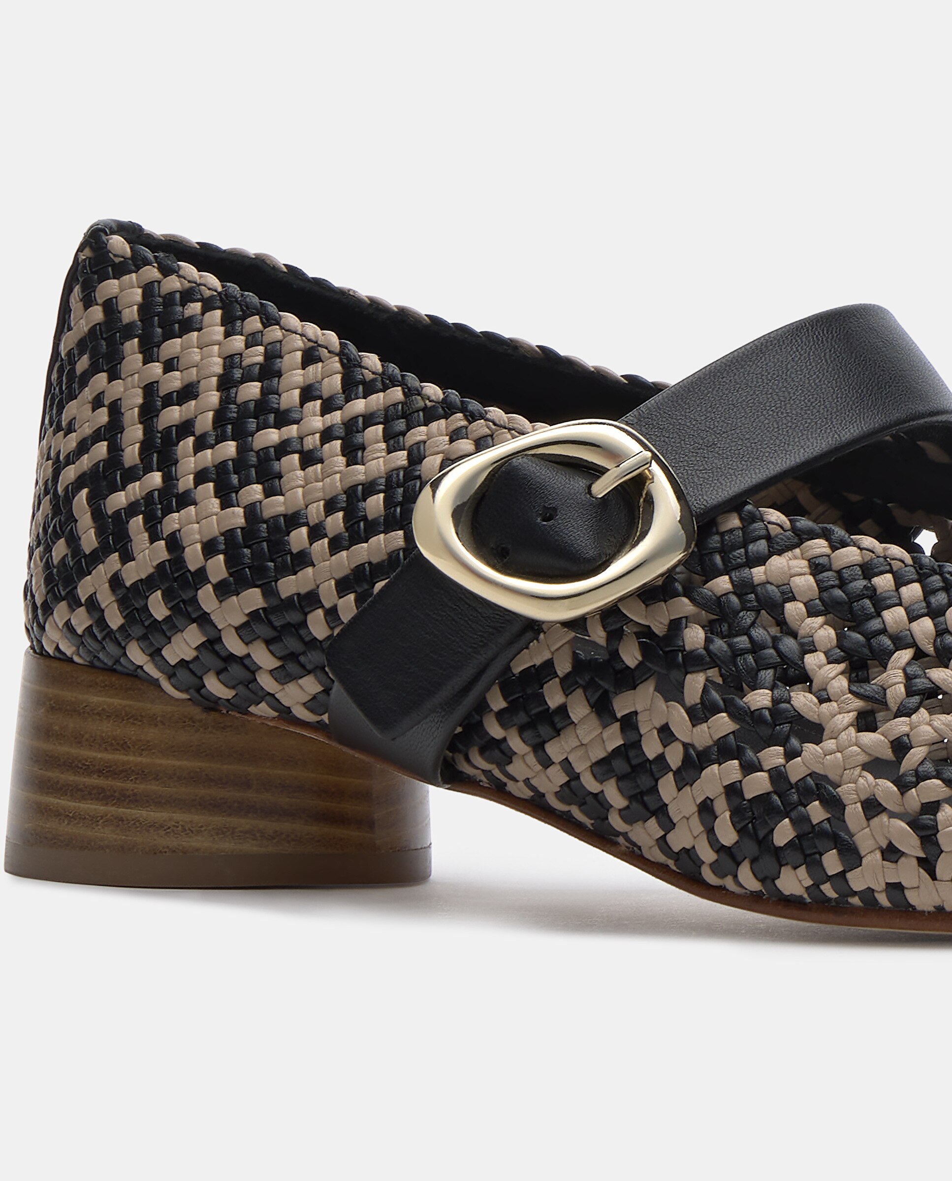 Sapatos Mercedes de Pele de Cordeiro Preto / Branco-4