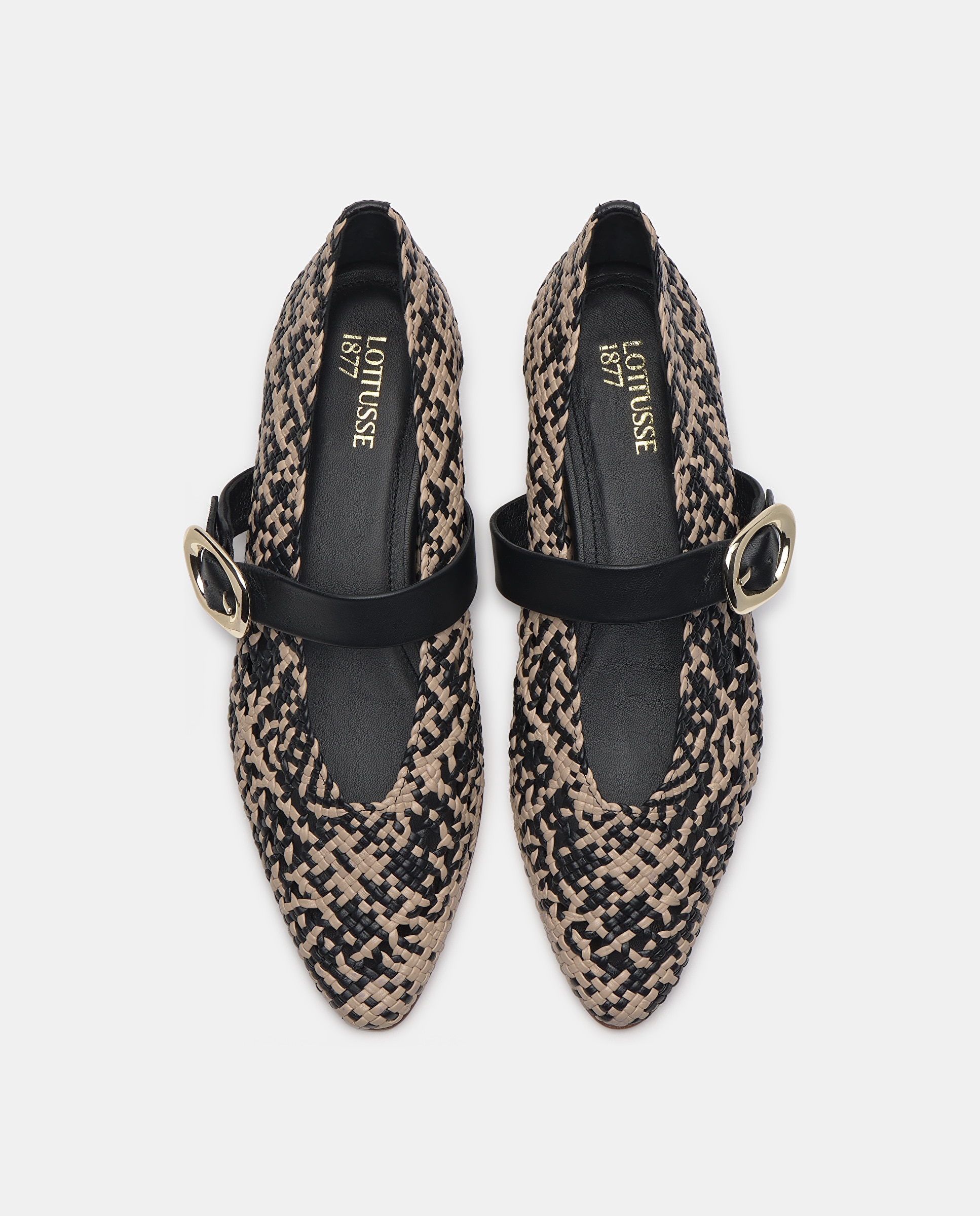 Sapatos Mercedes de Pele de Cordeiro Preto / Branco-6