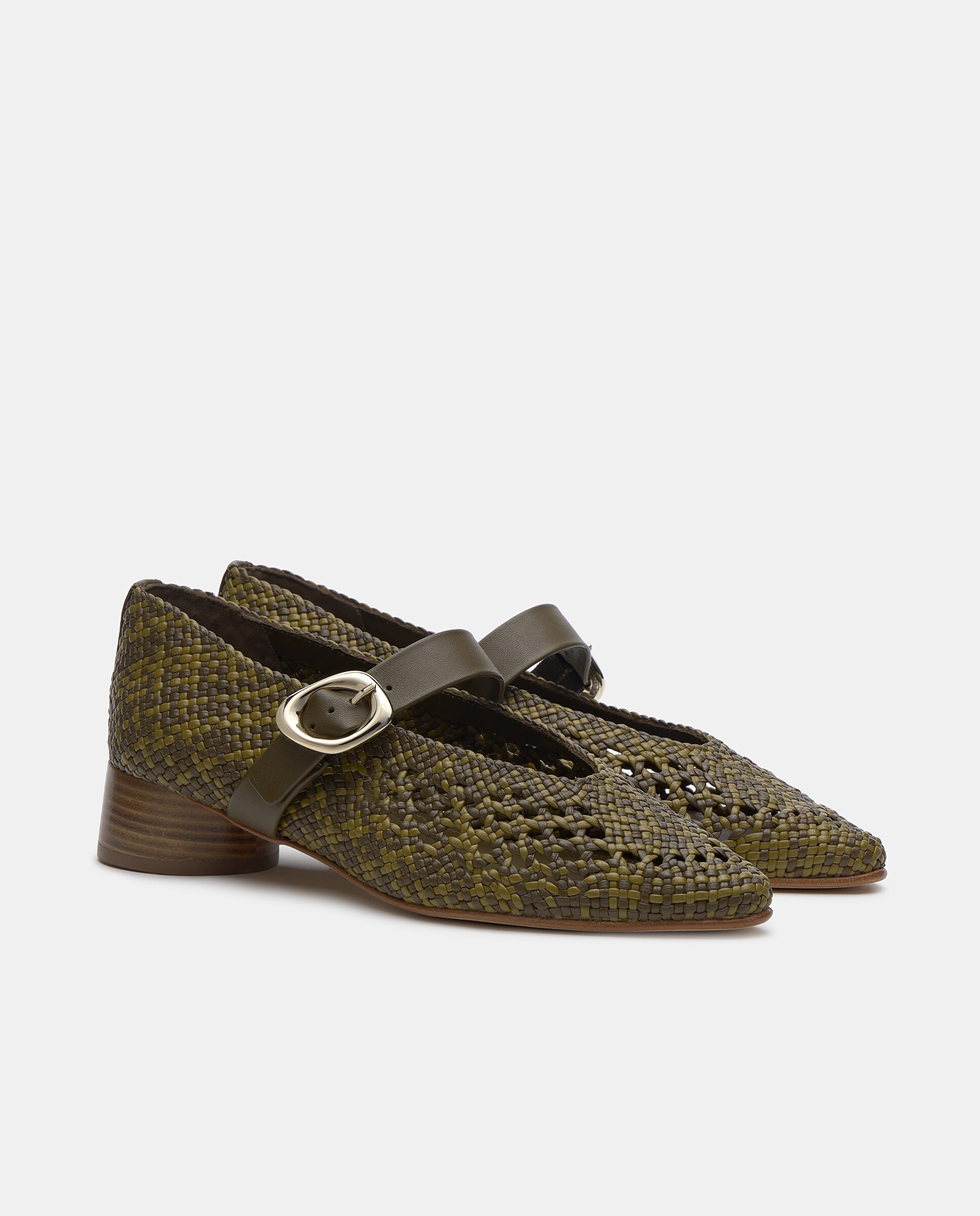 Sapatos Mercedes de Pele de Cordeiro Verde-escuro-2