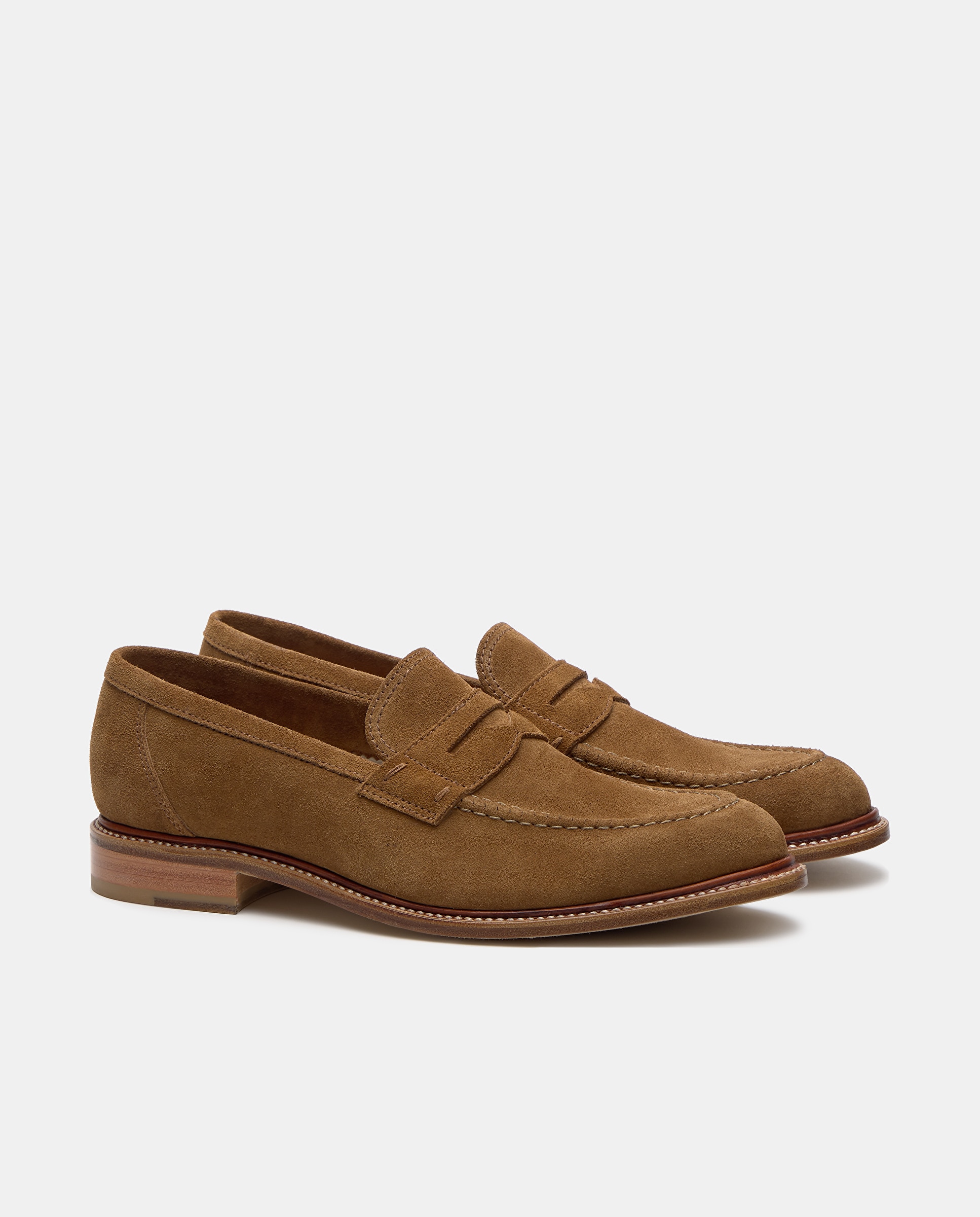Mocassins Formais de Pele em Camurça Castanho-2