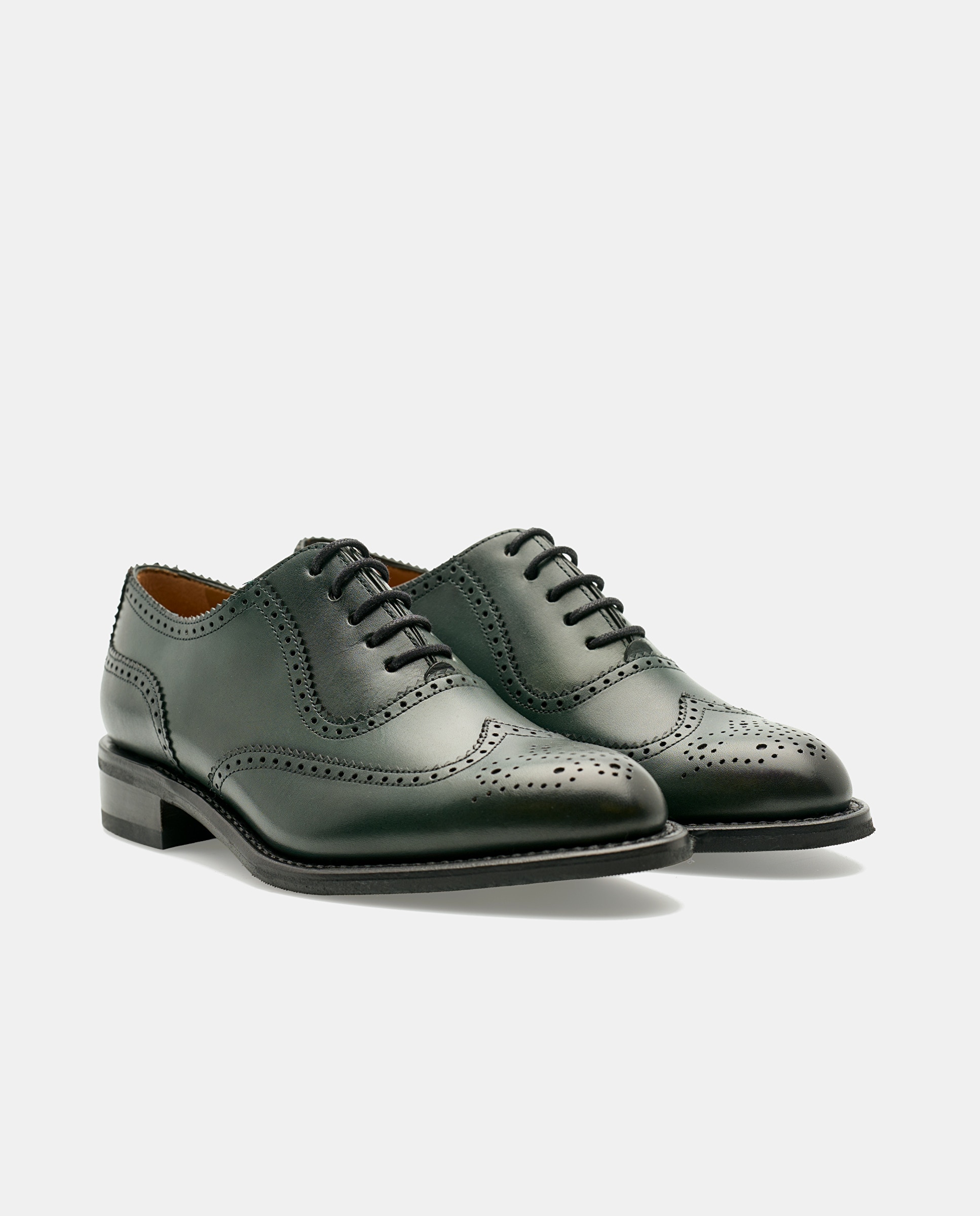 Sapatos de Atacadores Cambridge em Pele de Bovino em Verde Verde-2