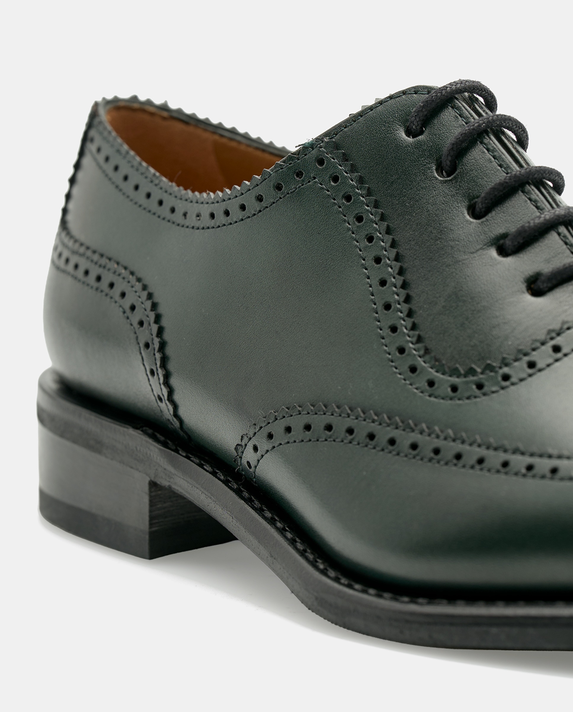 Sapatos de Atacadores Cambridge em Pele de Bovino em Verde Verde-4