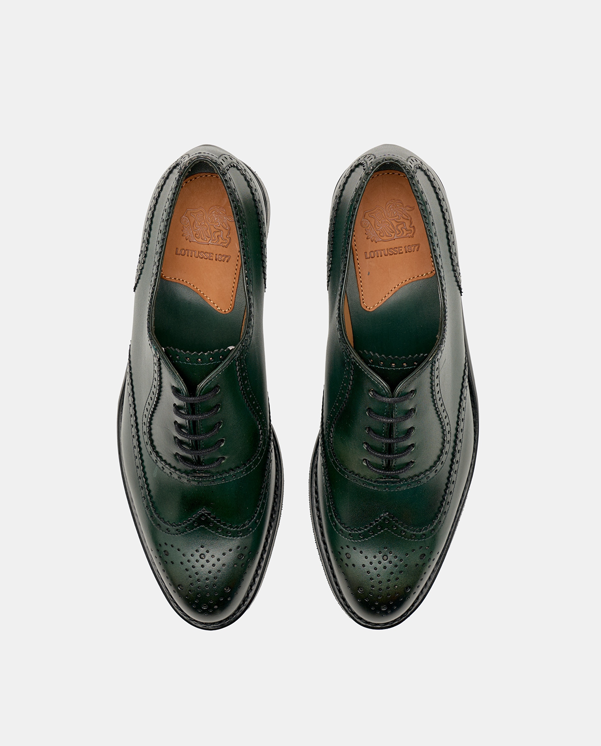 Sapatos de Atacadores Cambridge em Pele de Bovino em Verde Verde-6