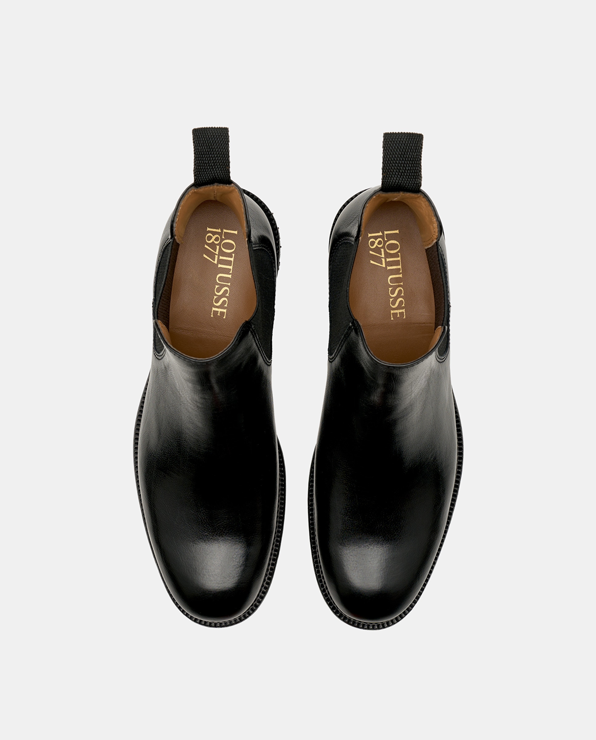 Botins Lutton de Pele de Bovino em Preto Preto-6