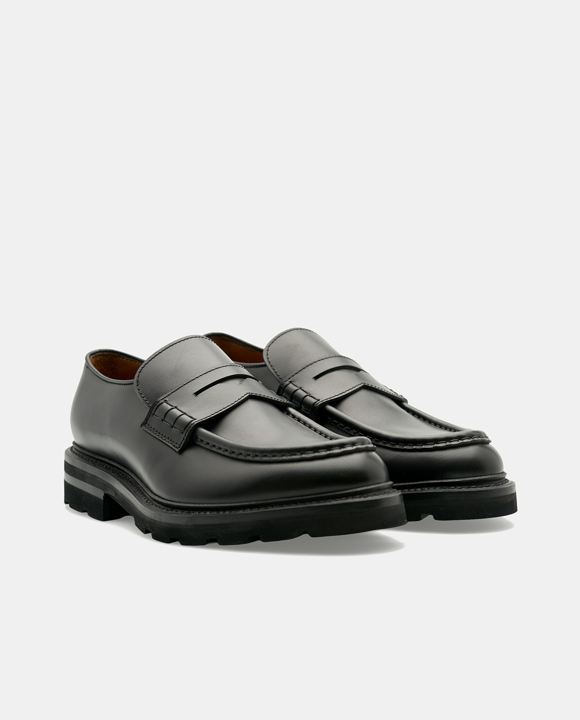 Sapatos Tipo Mocassins em Pele com Fita Preto-2