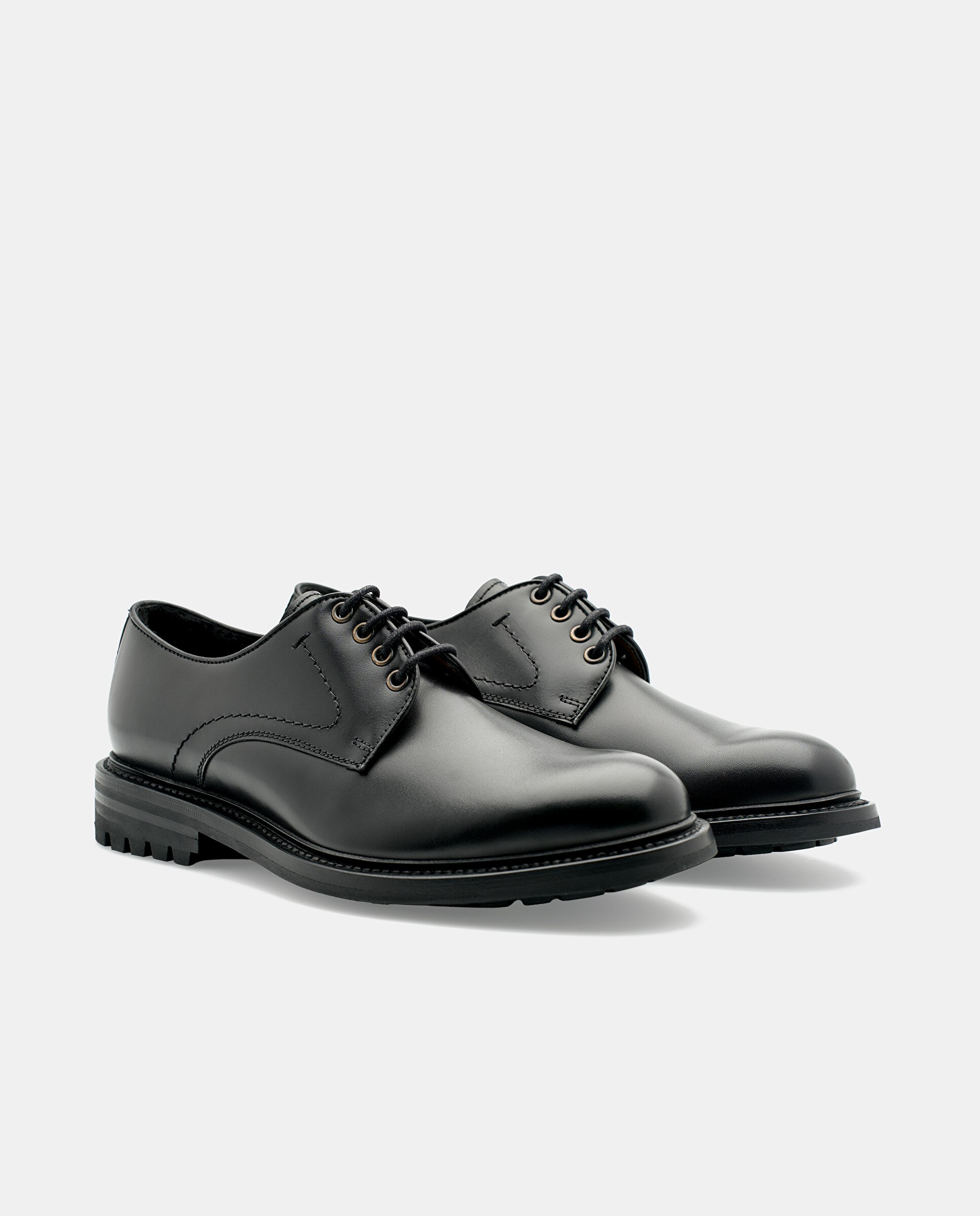 Sapatos de Atacadores Walton em Pele de Bovino em Preto Preto-2