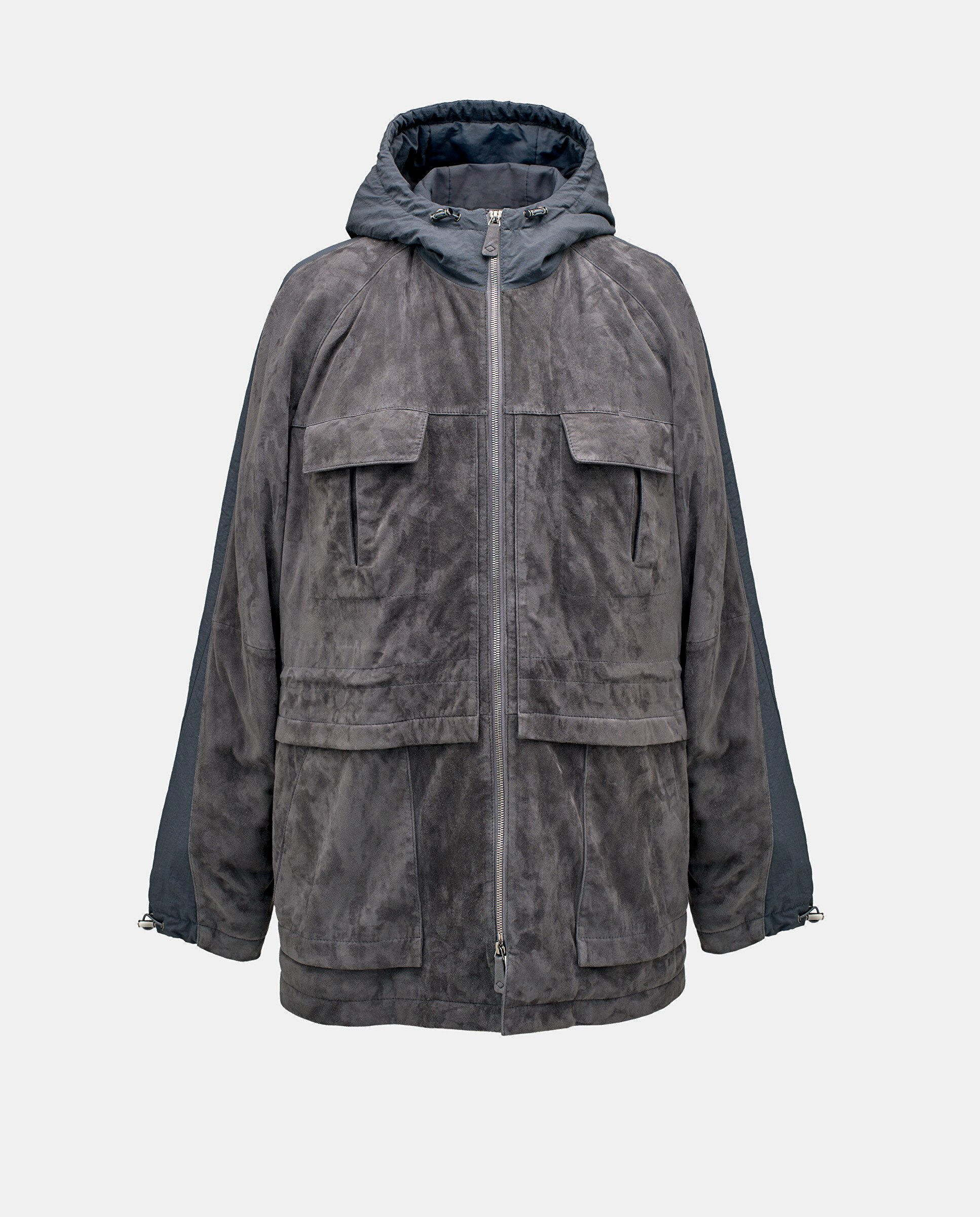 Parka Hobart de Pele de Cordeiro Cinzento-3