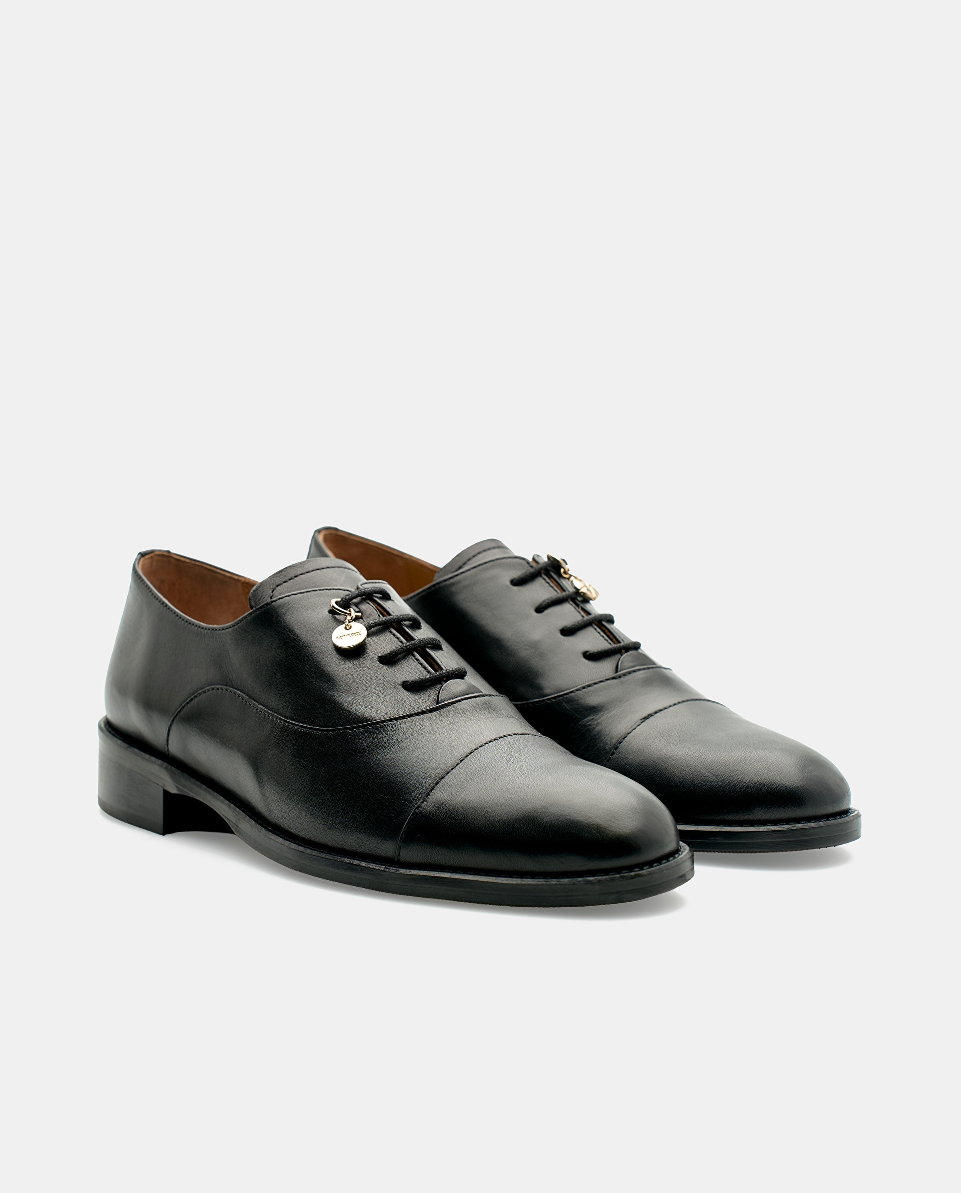Sapatos de Cordões Pina em Pele de Bovino em Preto Preto-2