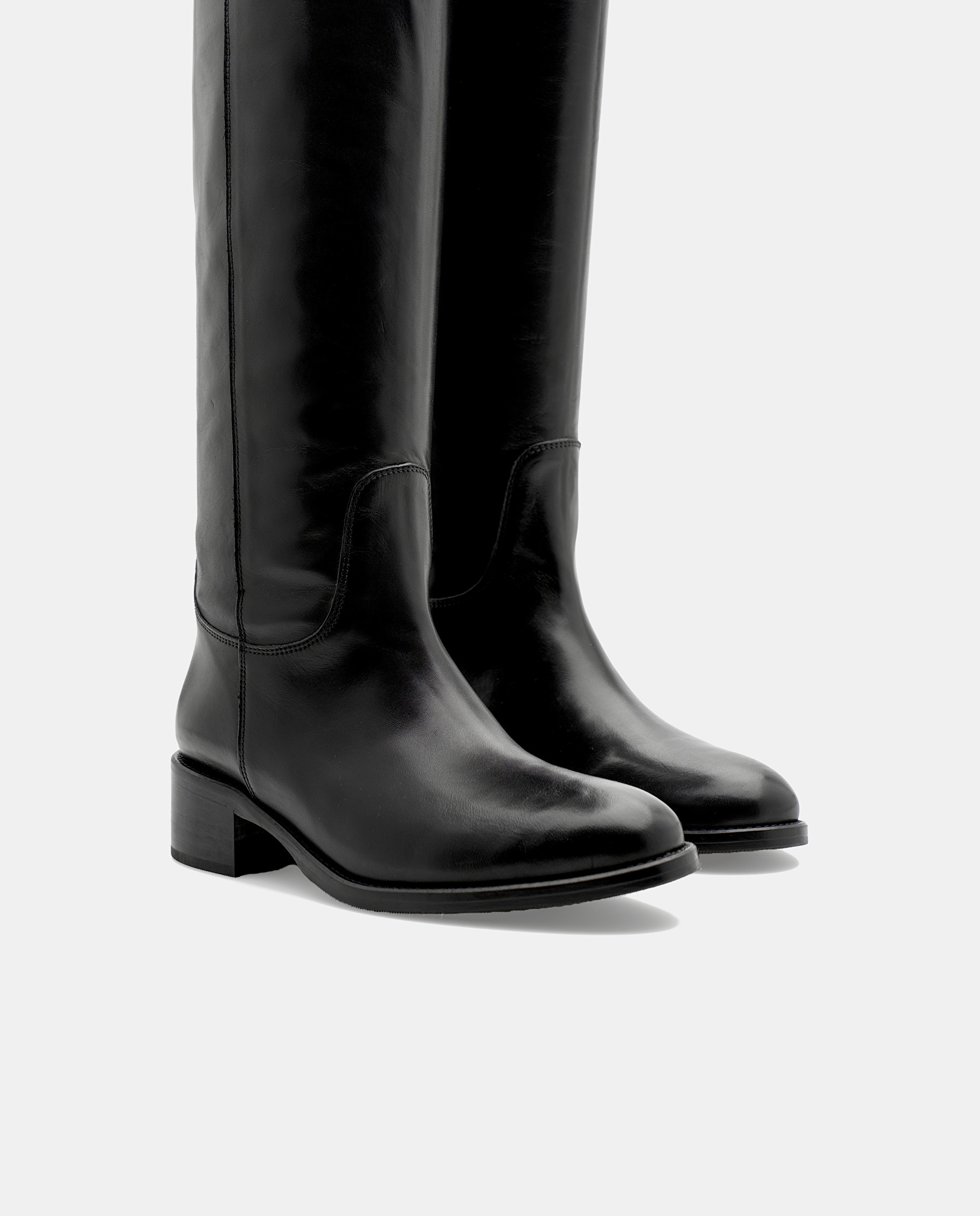 Botas Pina de Pele de Bovino em Preto Preto-2