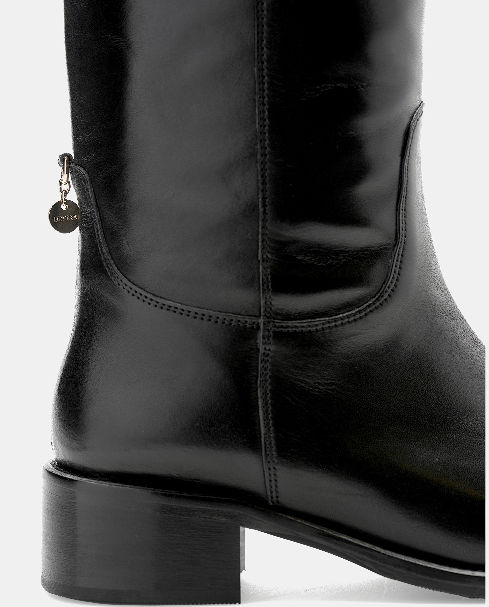 Botas Pina de Pele de Bovino em Preto Preto-4