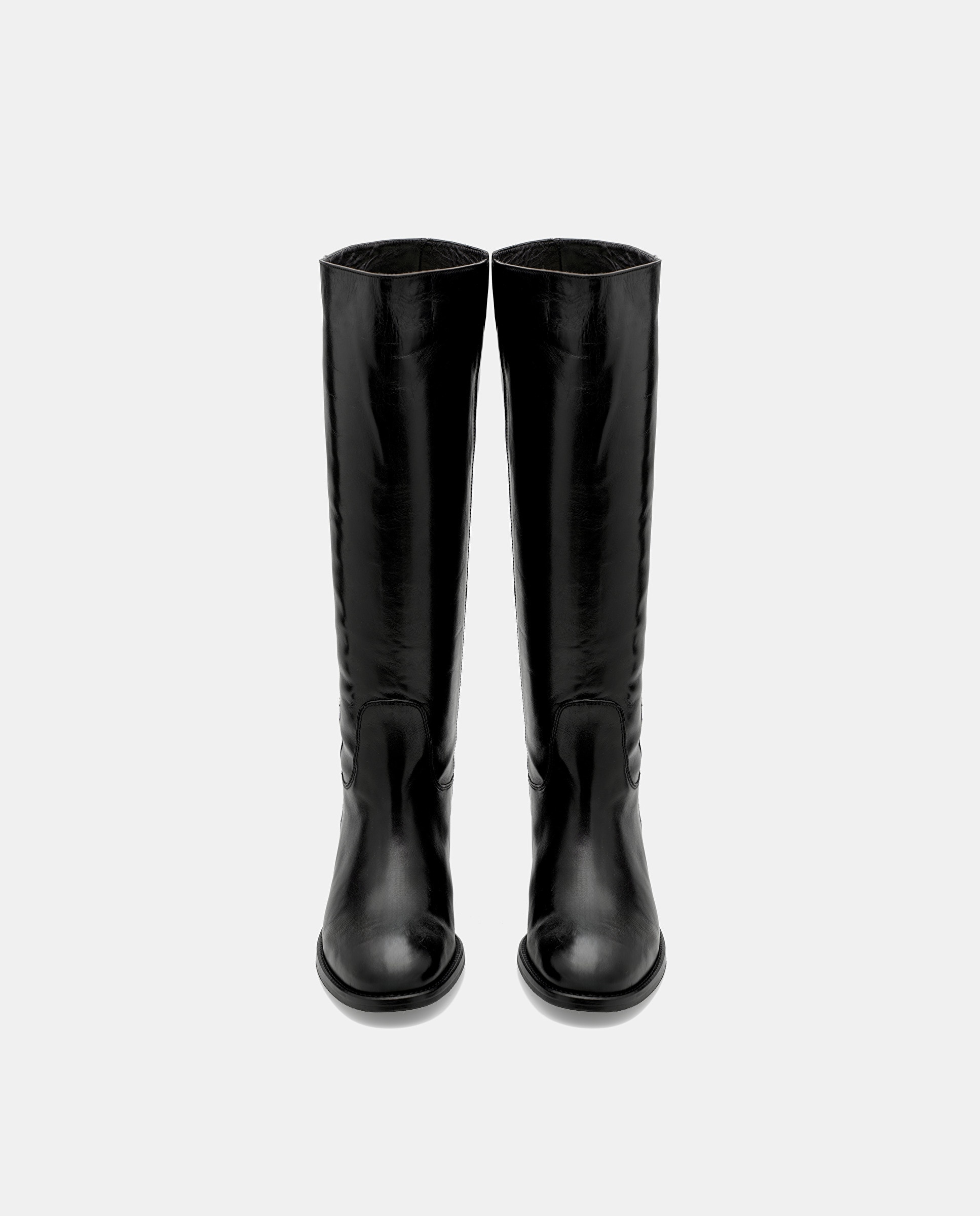 Botas Pina de Pele de Bovino em Preto Preto-5