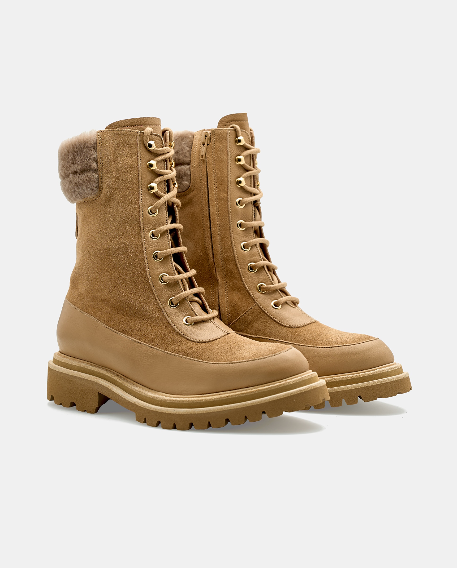 Botas Biker Covent de Pele de Bovino Natural Natural-2