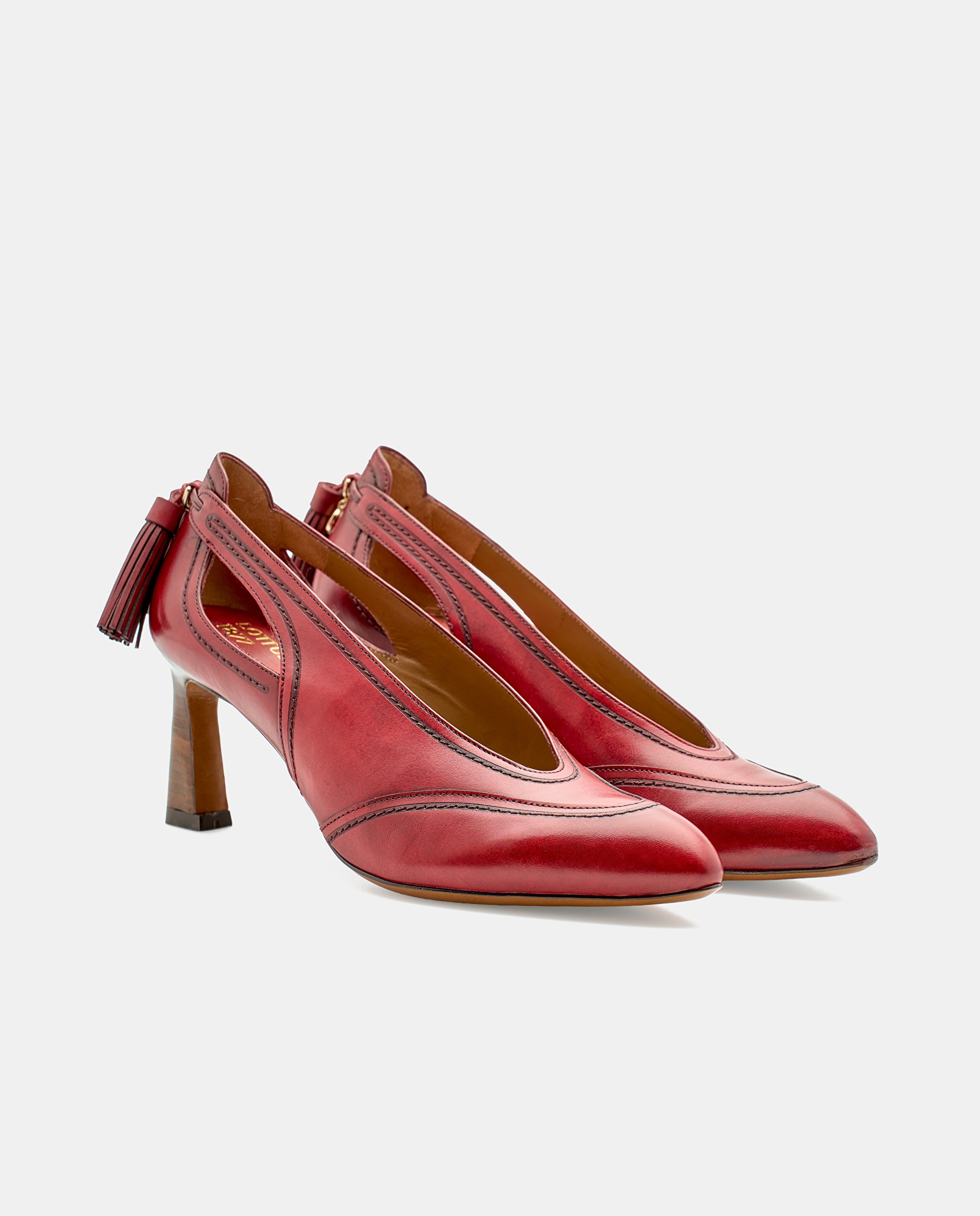 Sapatos de Salto Smithson de Pele Vermelho Vermelho-2